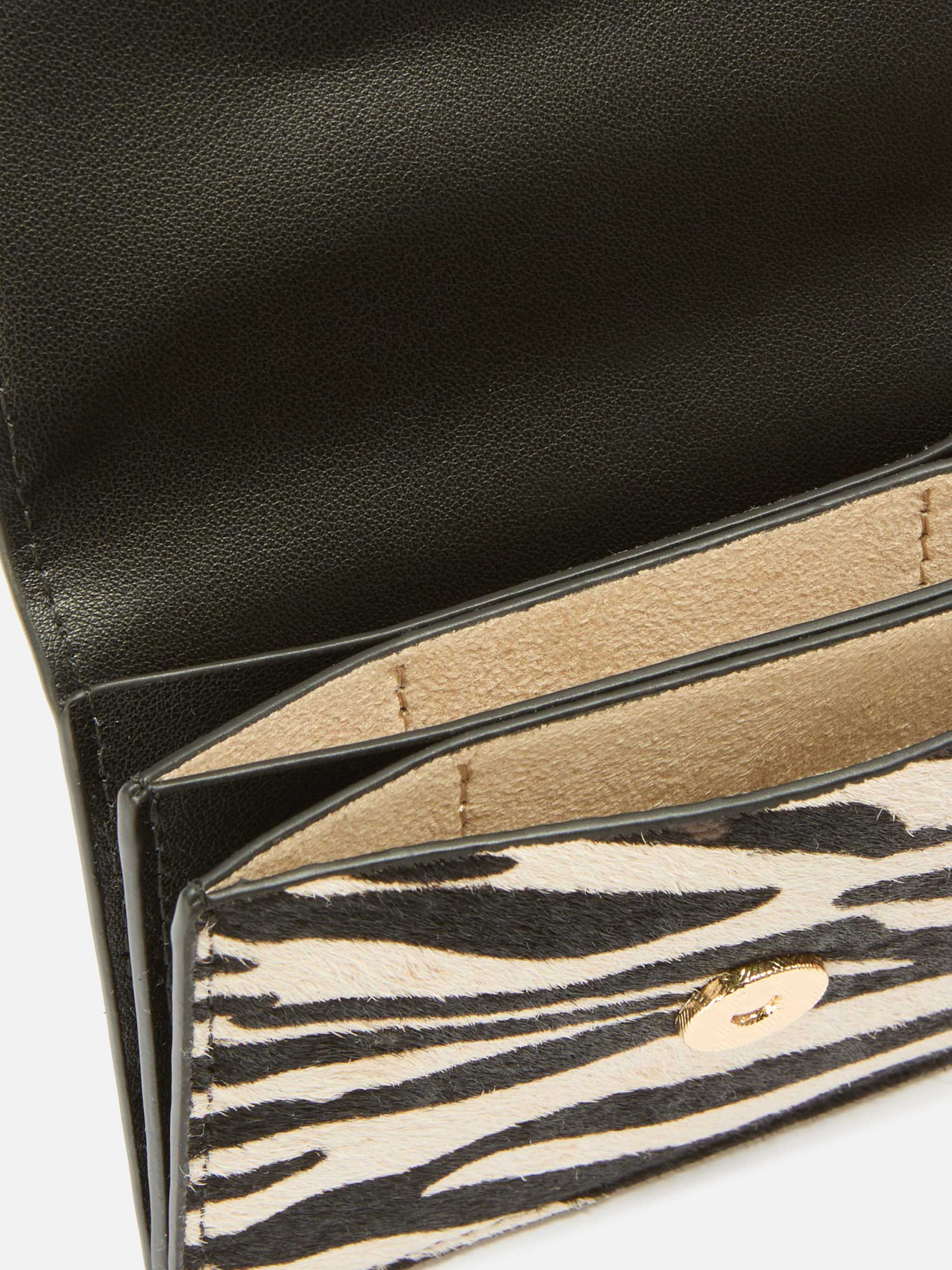 Card Holder in brushed leather and zebra-print calf hair - Image 2