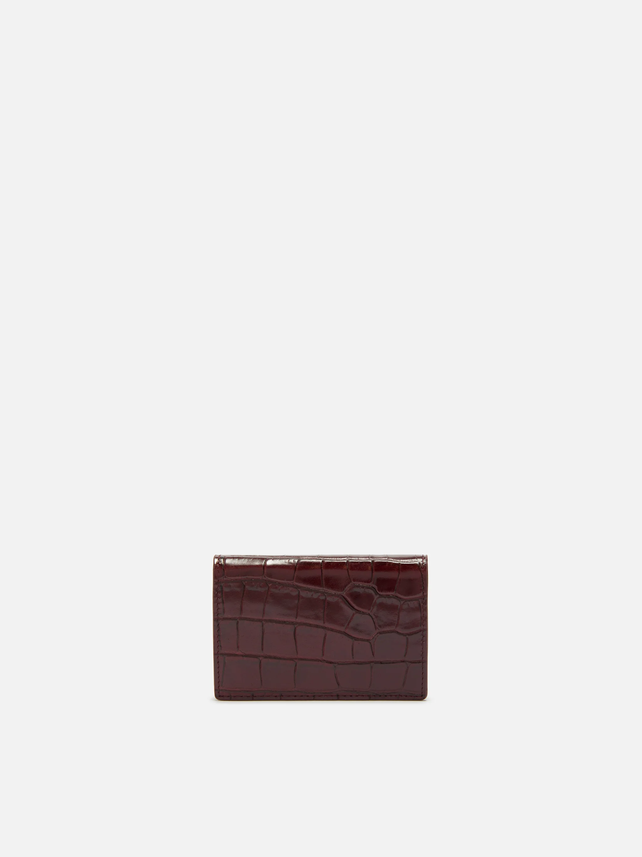 Card Holder in crocodile-print bordeaux leather - Image 3