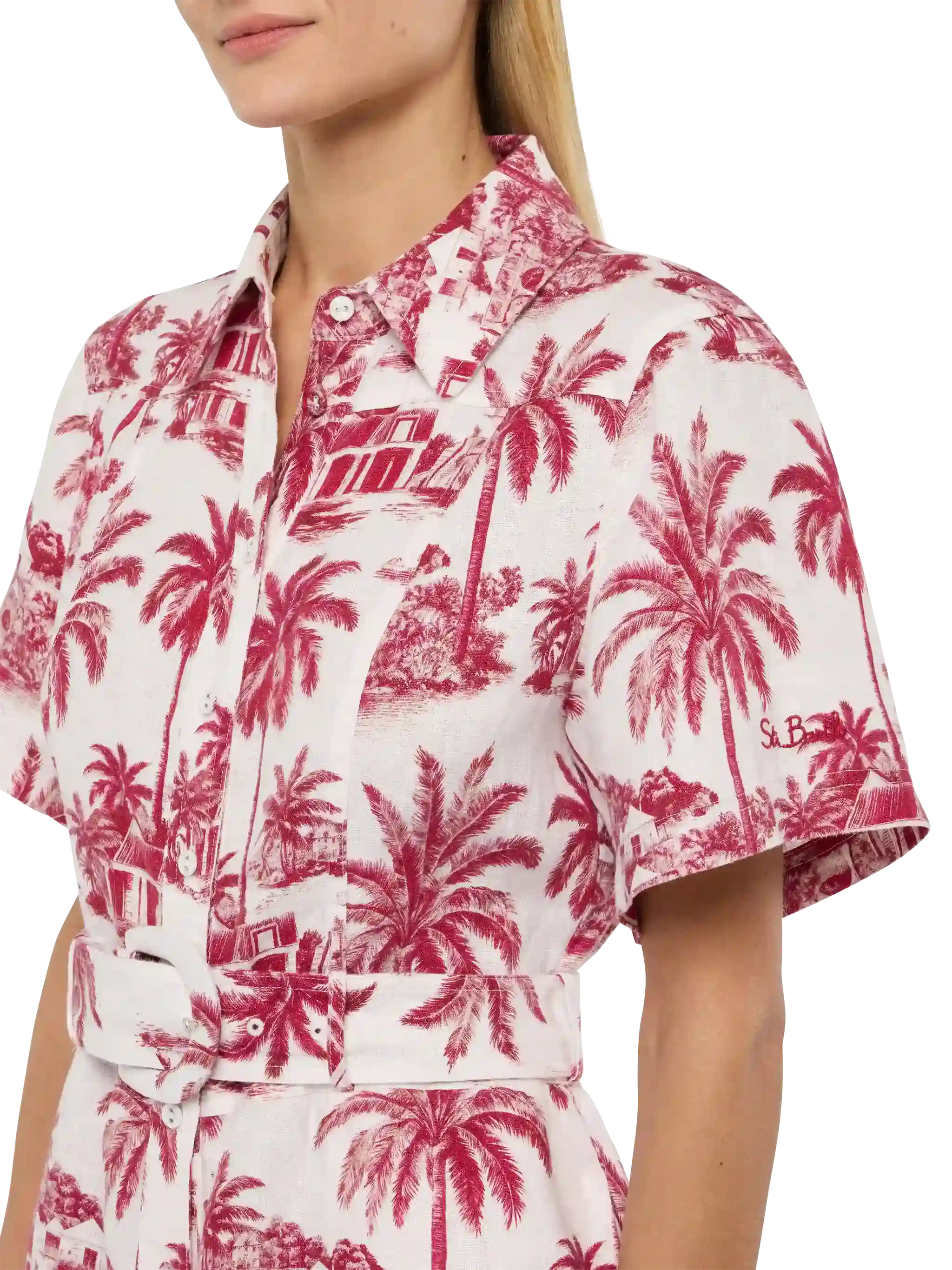 Carola linen playsuit with toile de jouy print | AI CO-CREATED DESIGN BY RICKDICK - POWERED BY RED-EYE - Image 3