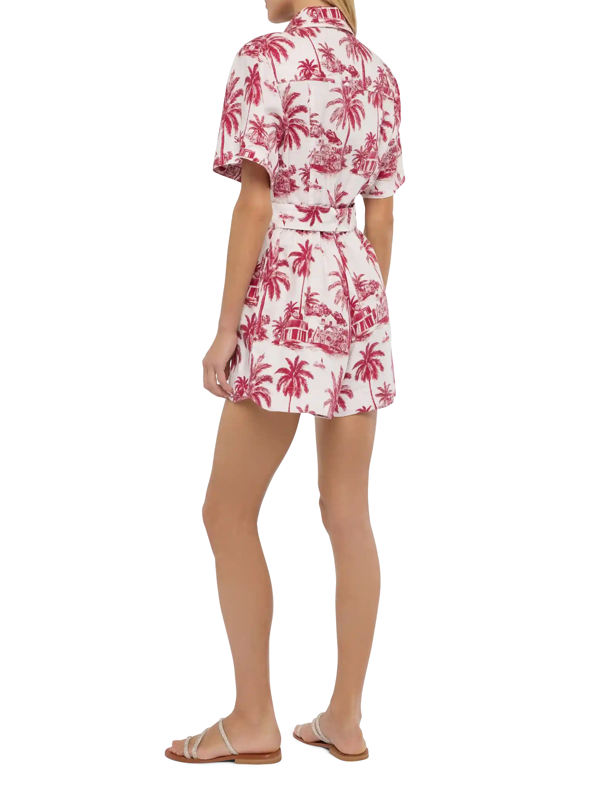 Carola linen playsuit with toile de jouy print | AI CO-CREATED DESIGN BY RICKDICK - POWERED BY RED-EYE - Image 4