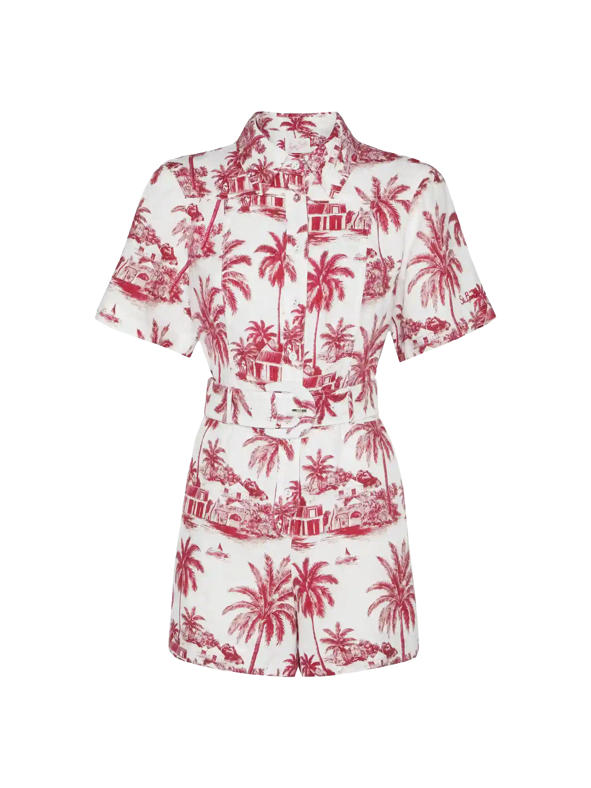 Carola linen playsuit with toile de jouy print | AI CO-CREATED DESIGN BY RICKDICK - POWERED BY RED-EYE - Image 5