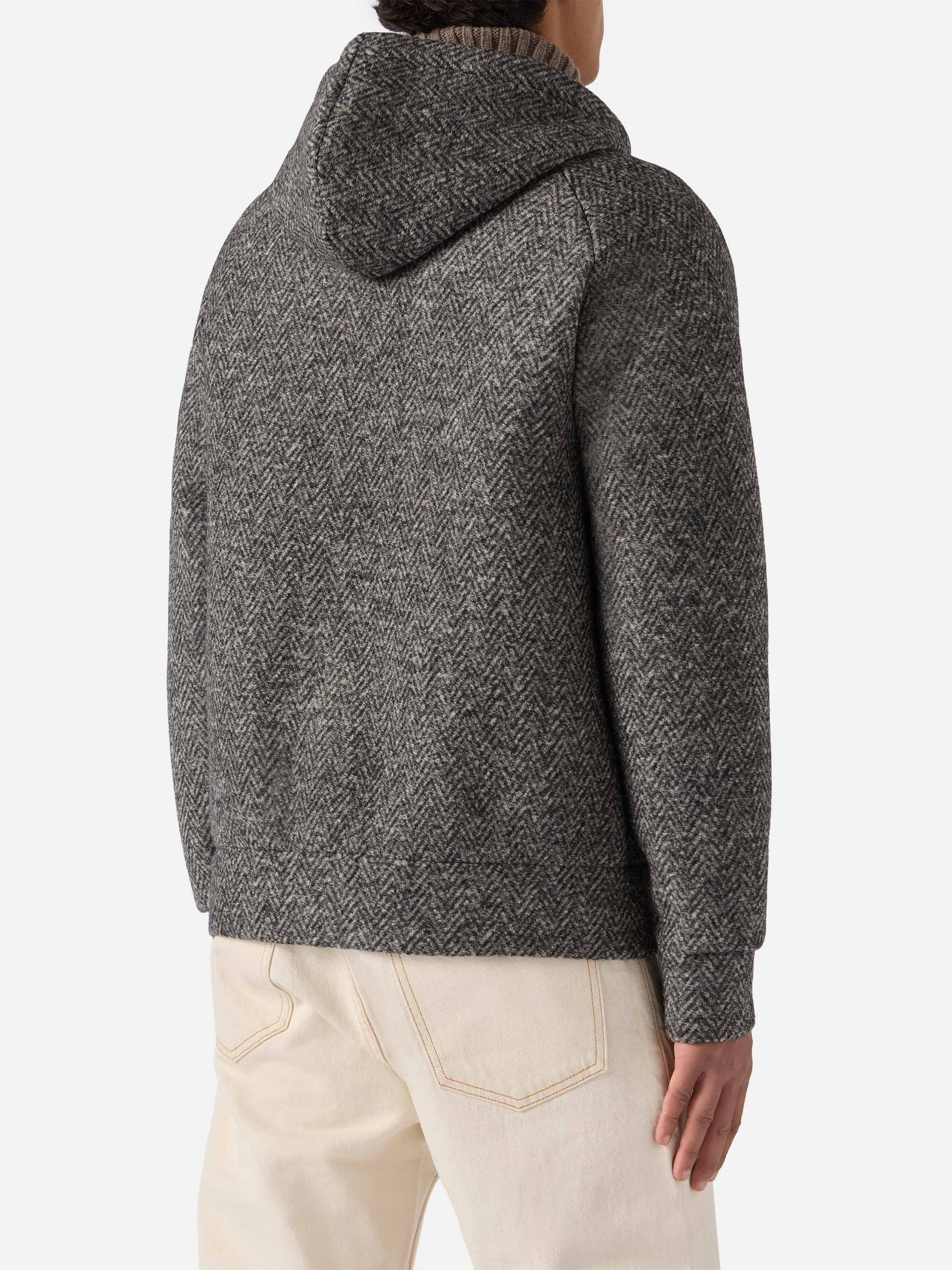 Carrell Wool herringbone jacket with zip and hood - Image 4