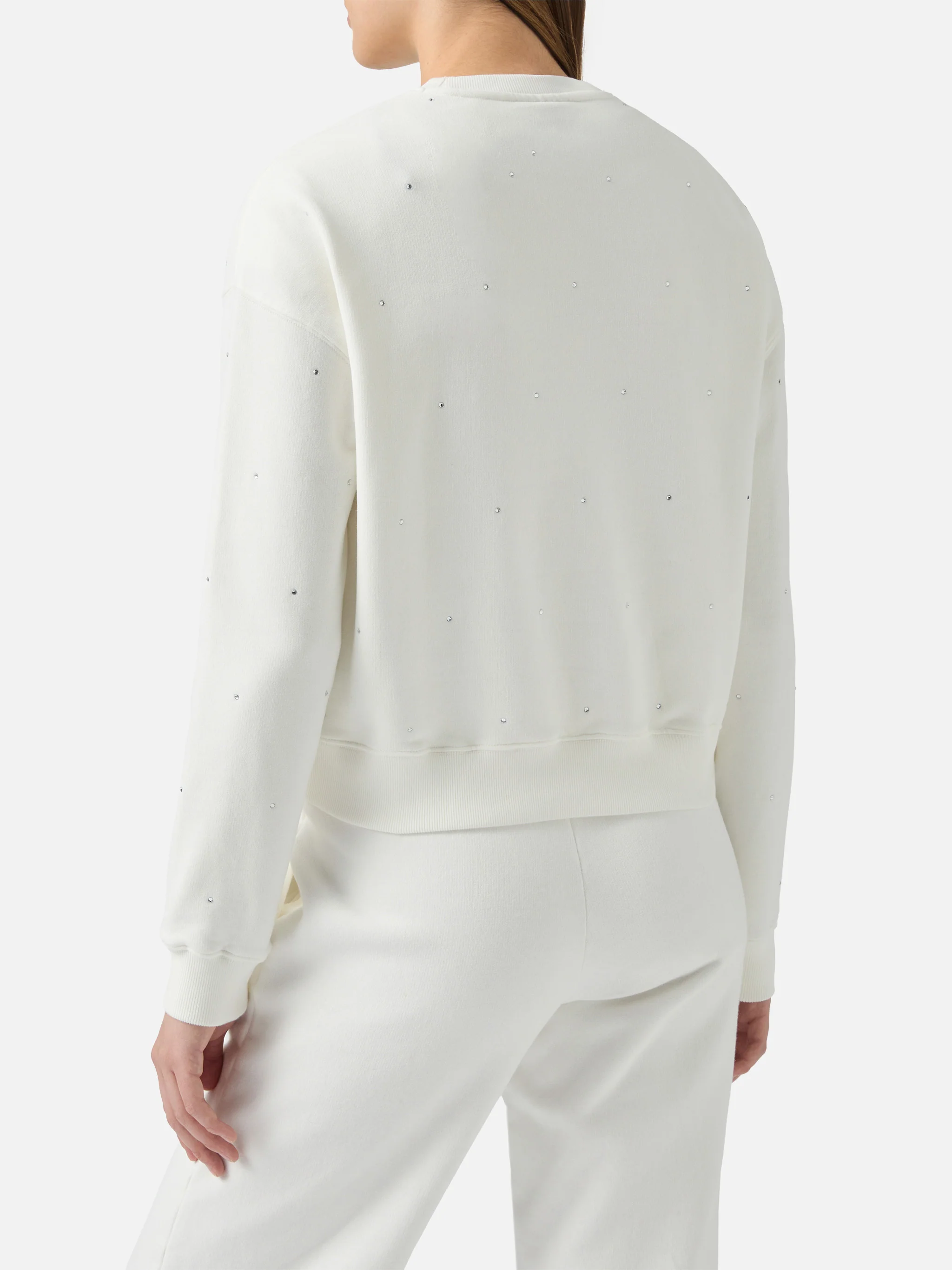 Casey white cotton sweatshirt with rhinestone appliquè - Image 4