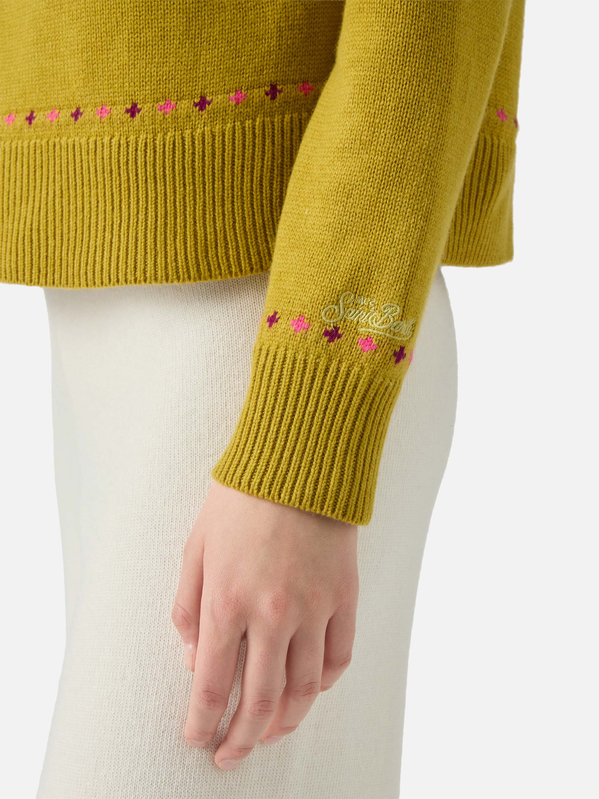 Cashmere blend sweater Meghan with nordic jacquard - Image 4