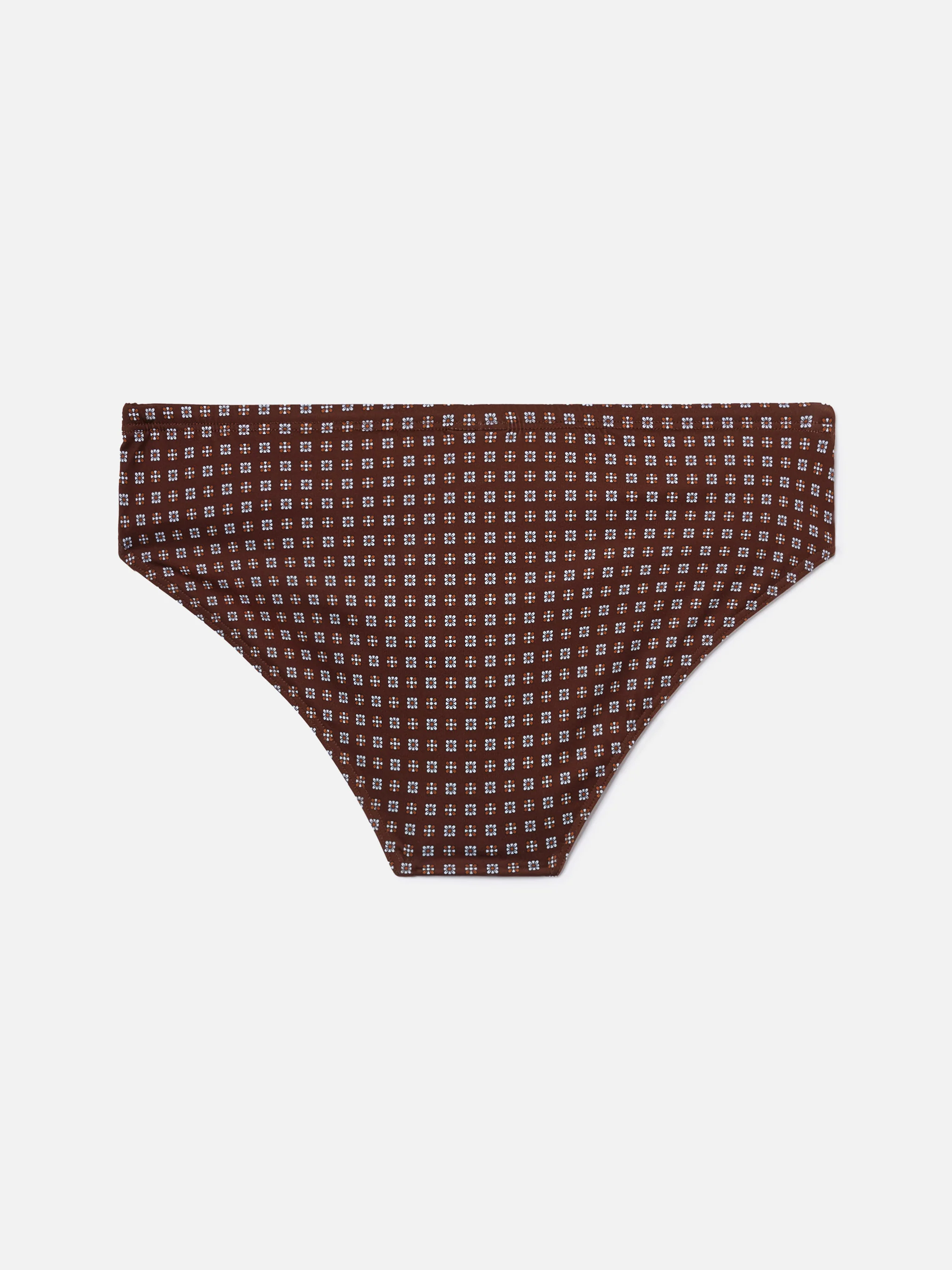 Cayo brown solid swim briefs with geometric print - Image 2