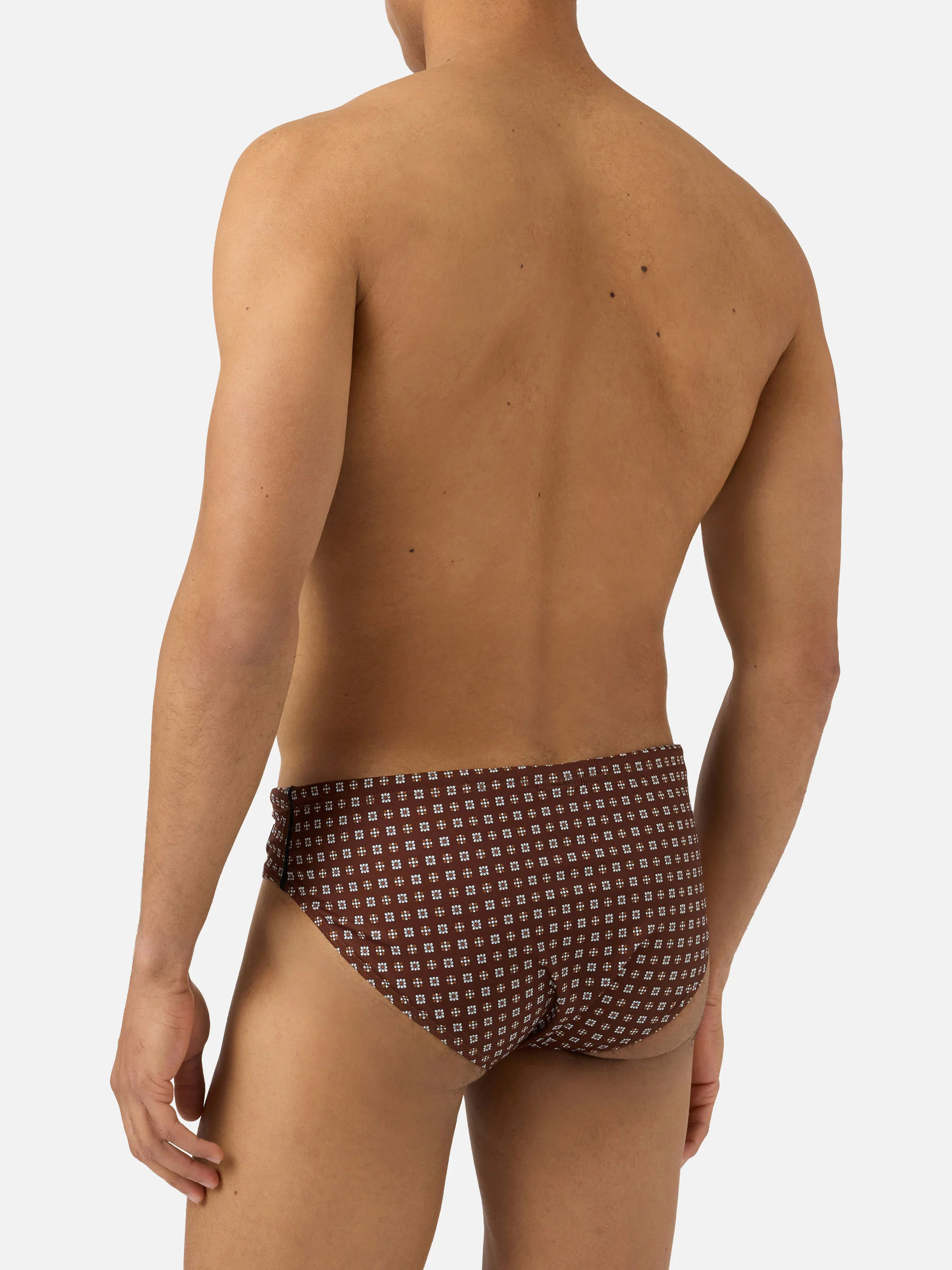 Cayo brown solid swim briefs with geometric print - Image 5
