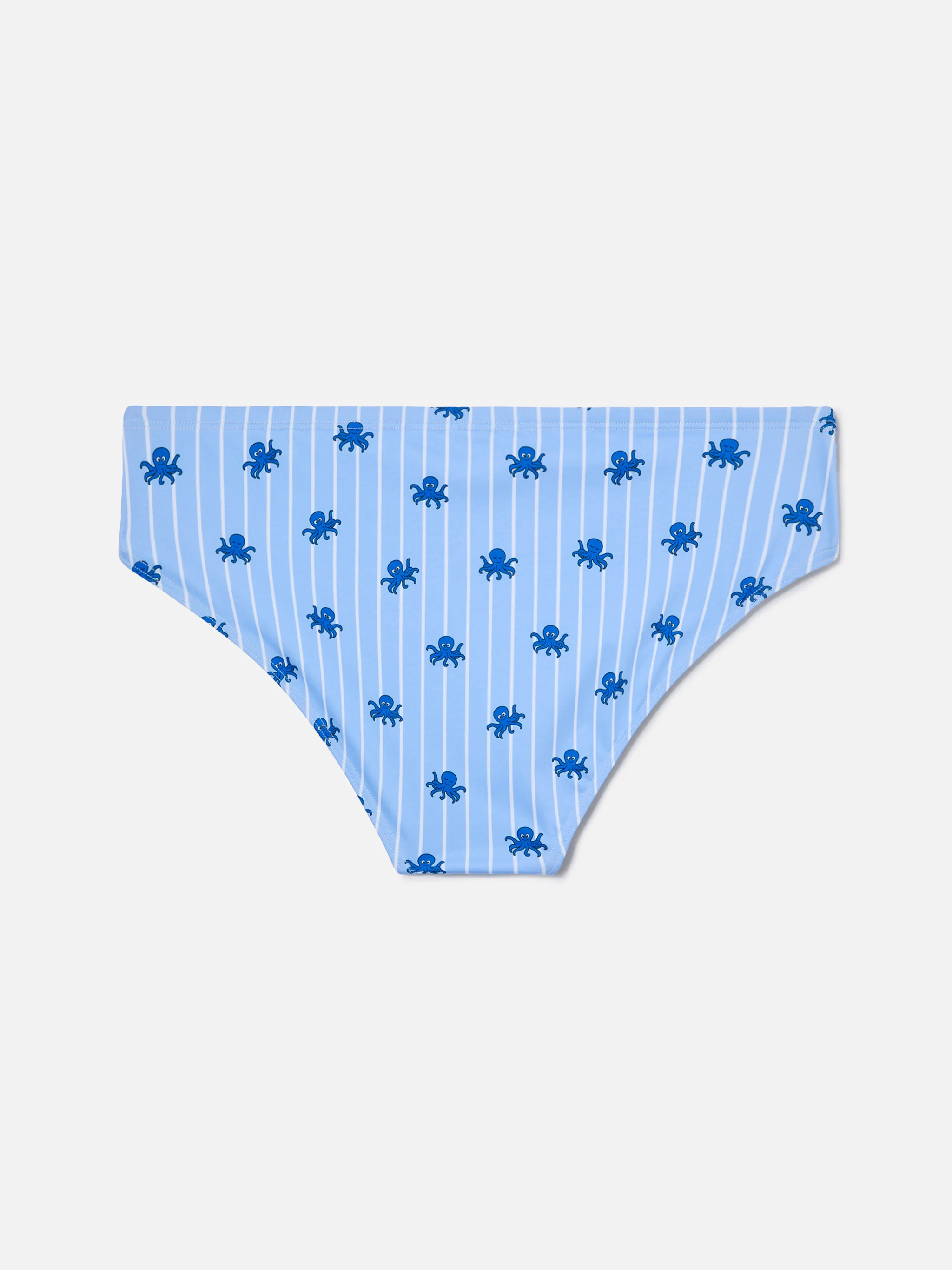 Cayo light blue striped swim briefs with octopus print - Image 2