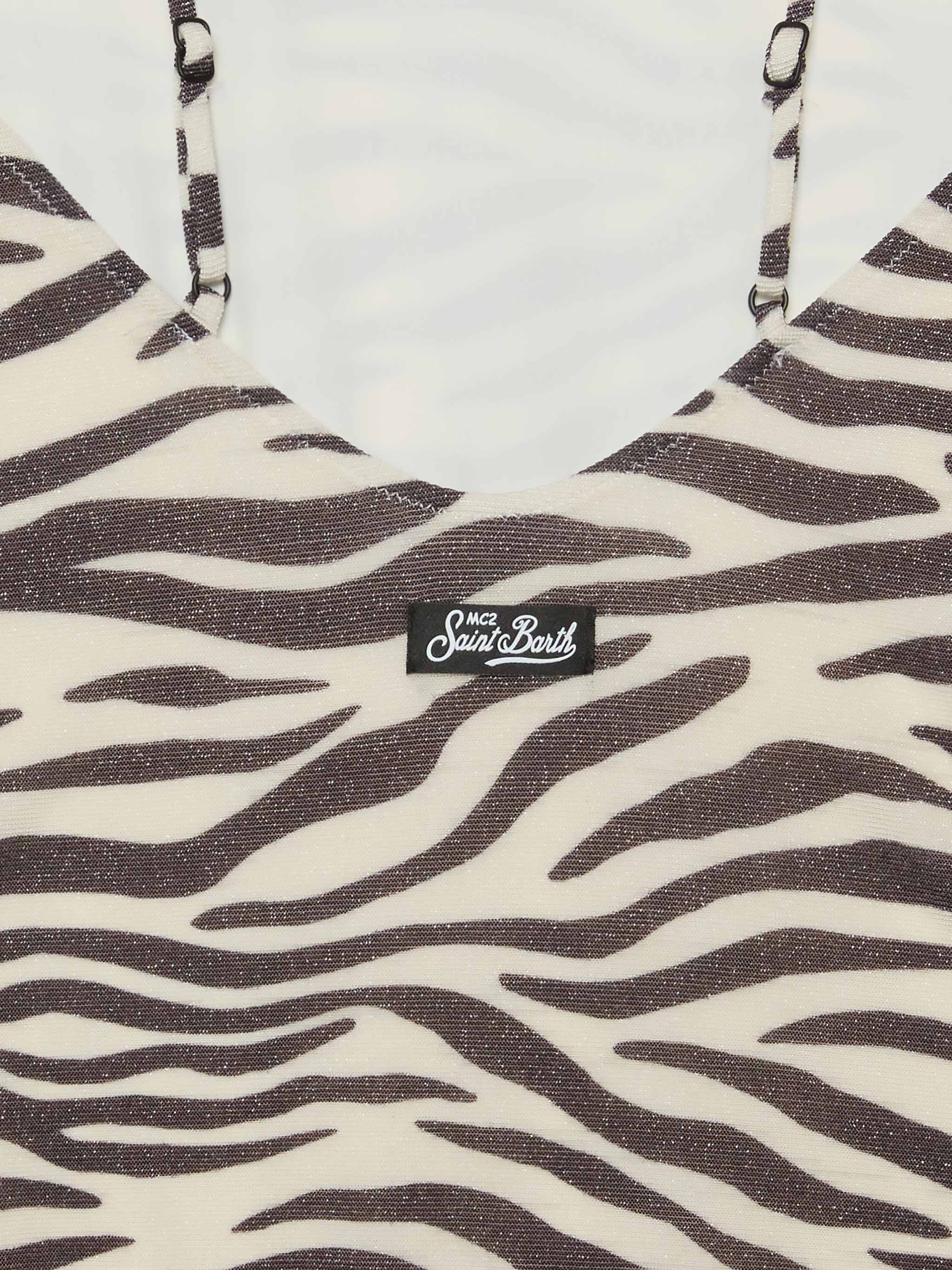 Cecille Jr one-piece lurex swimsuit with zebra print - Image 3