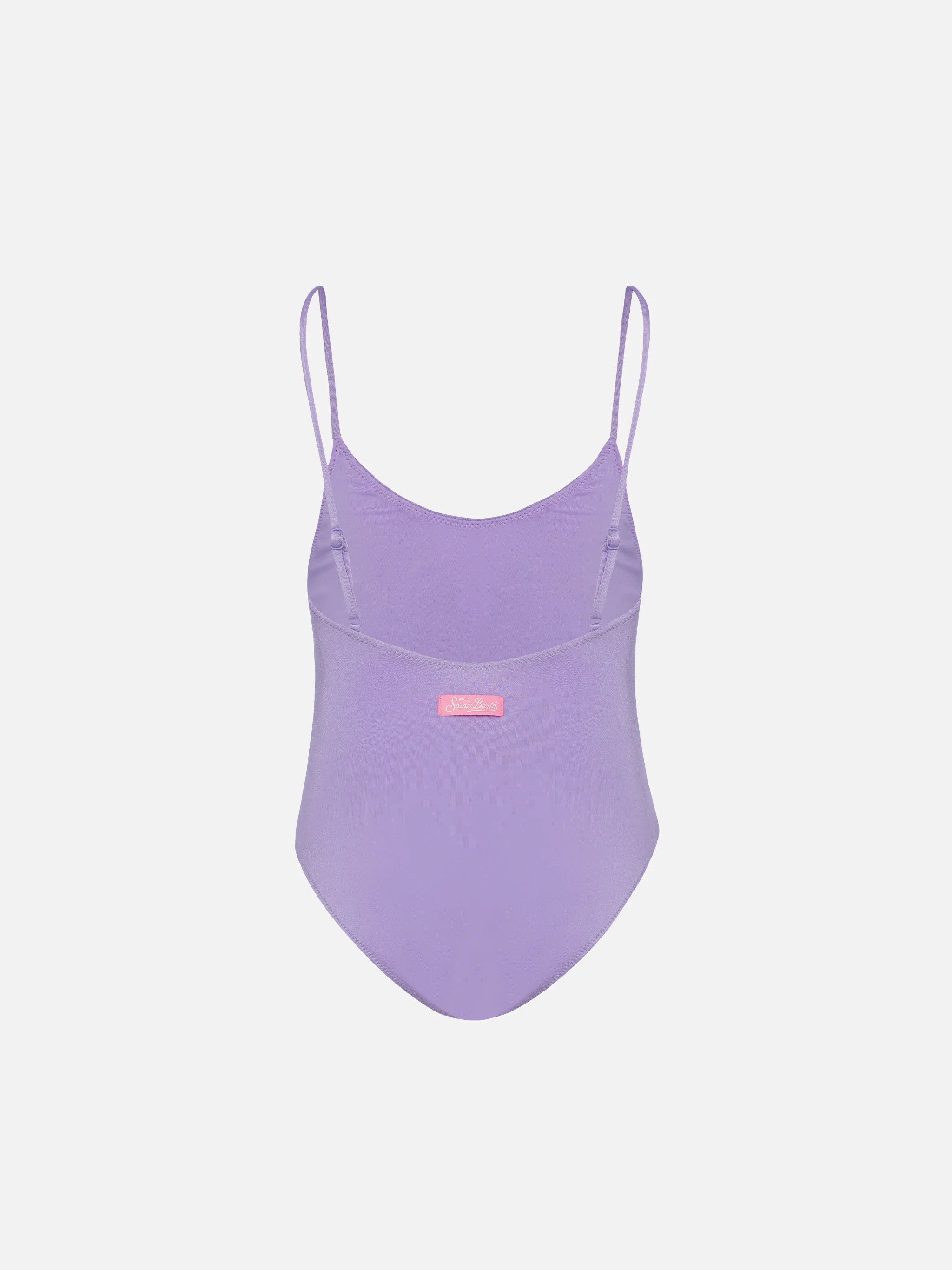 Cecille Jr one-piece shiny swimsuit with rhinestone logo - Image 2