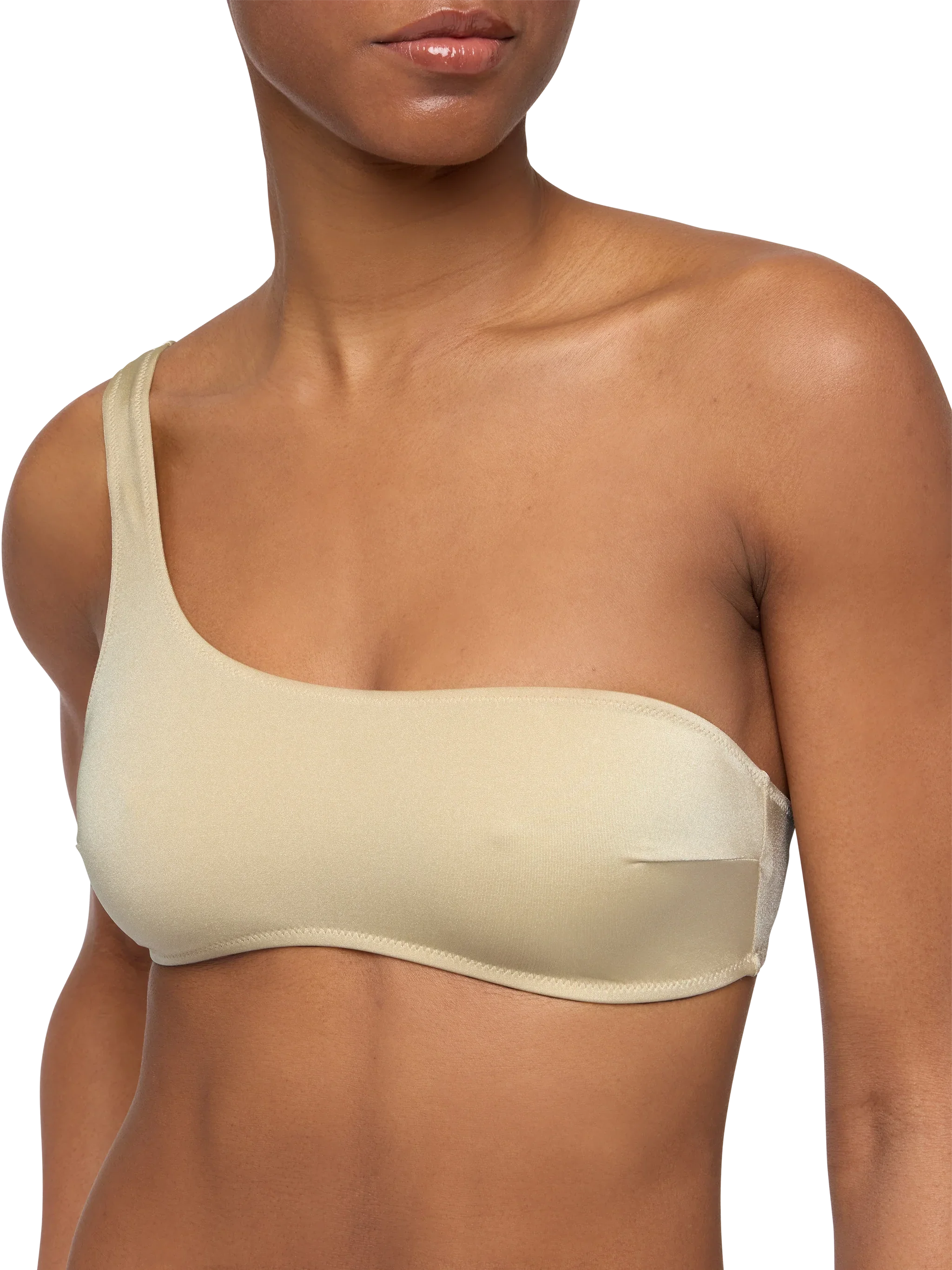 Celestine shimmer gold one-shoulder bralette top - Image 3