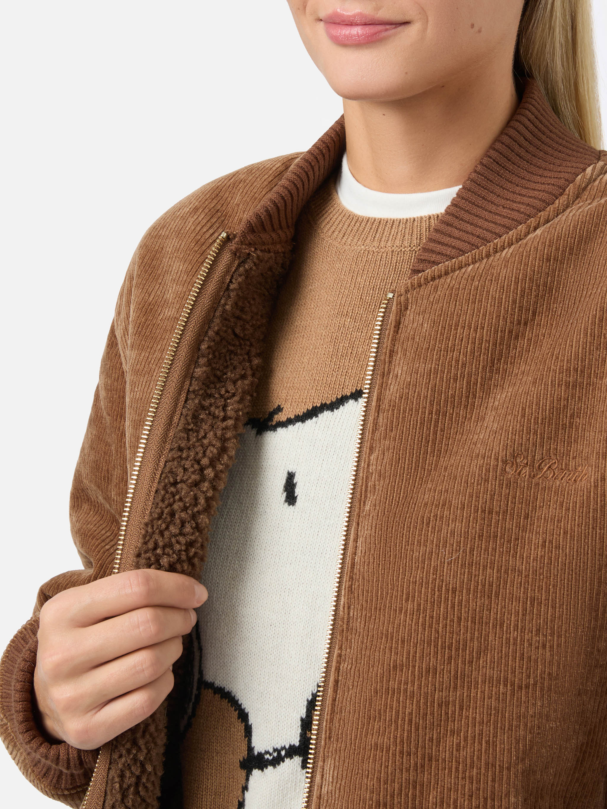 Celia corduroy bomber with teddy lining - Image 4