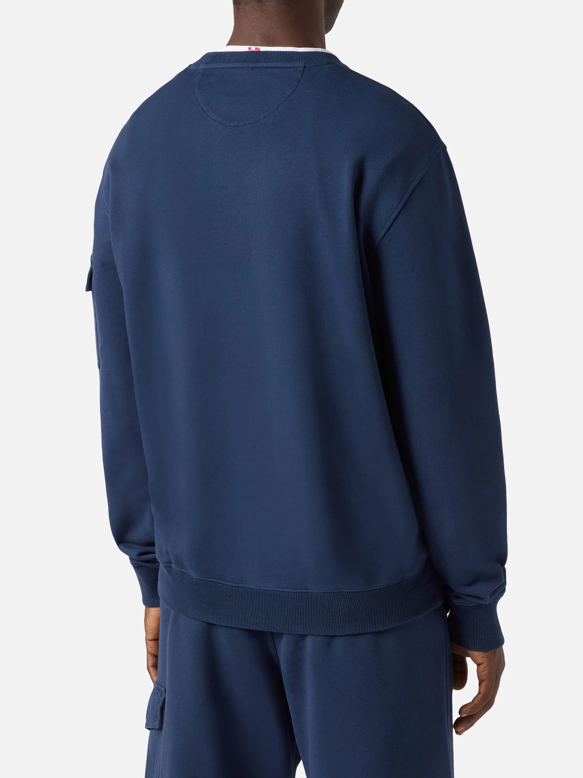 Navy blue Chester fleece sweatshirt with sleeve pocket - Image 3
