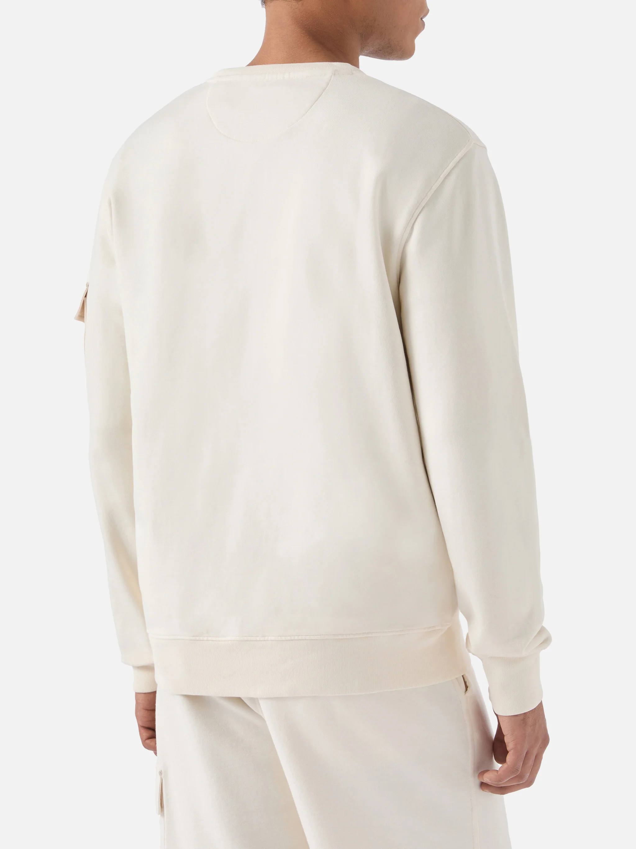 Cream Chester fleece sweatshirt with sleeve pocket - Image 3