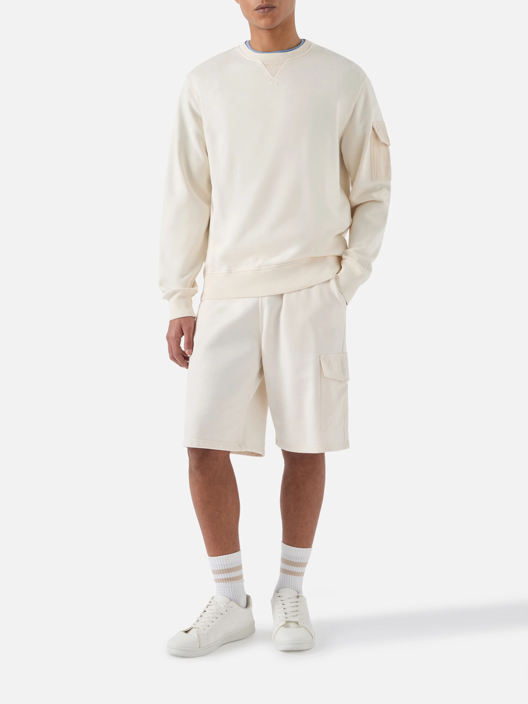 Cream Chester fleece sweatshirt with sleeve pocket - Image 4