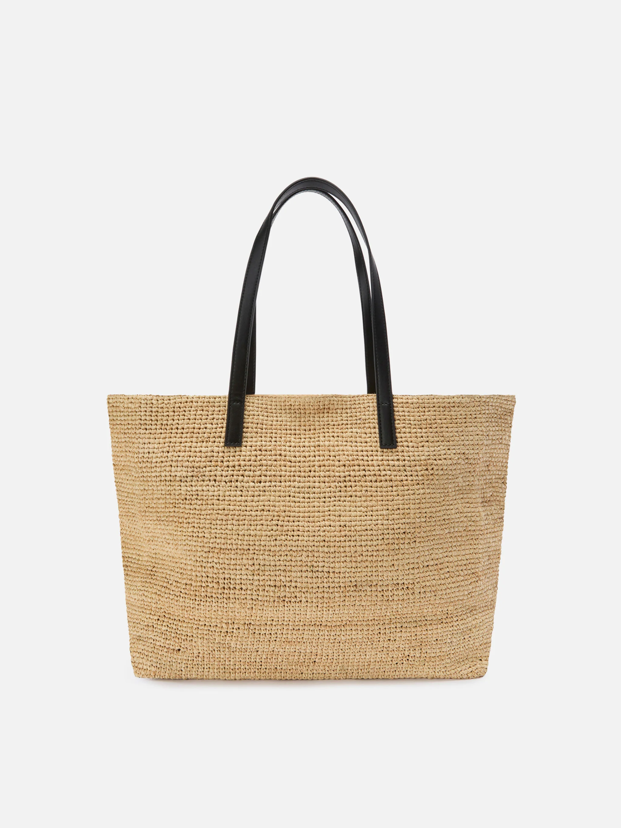 City raffia bag with contrasting black embroidered logo - Image 4