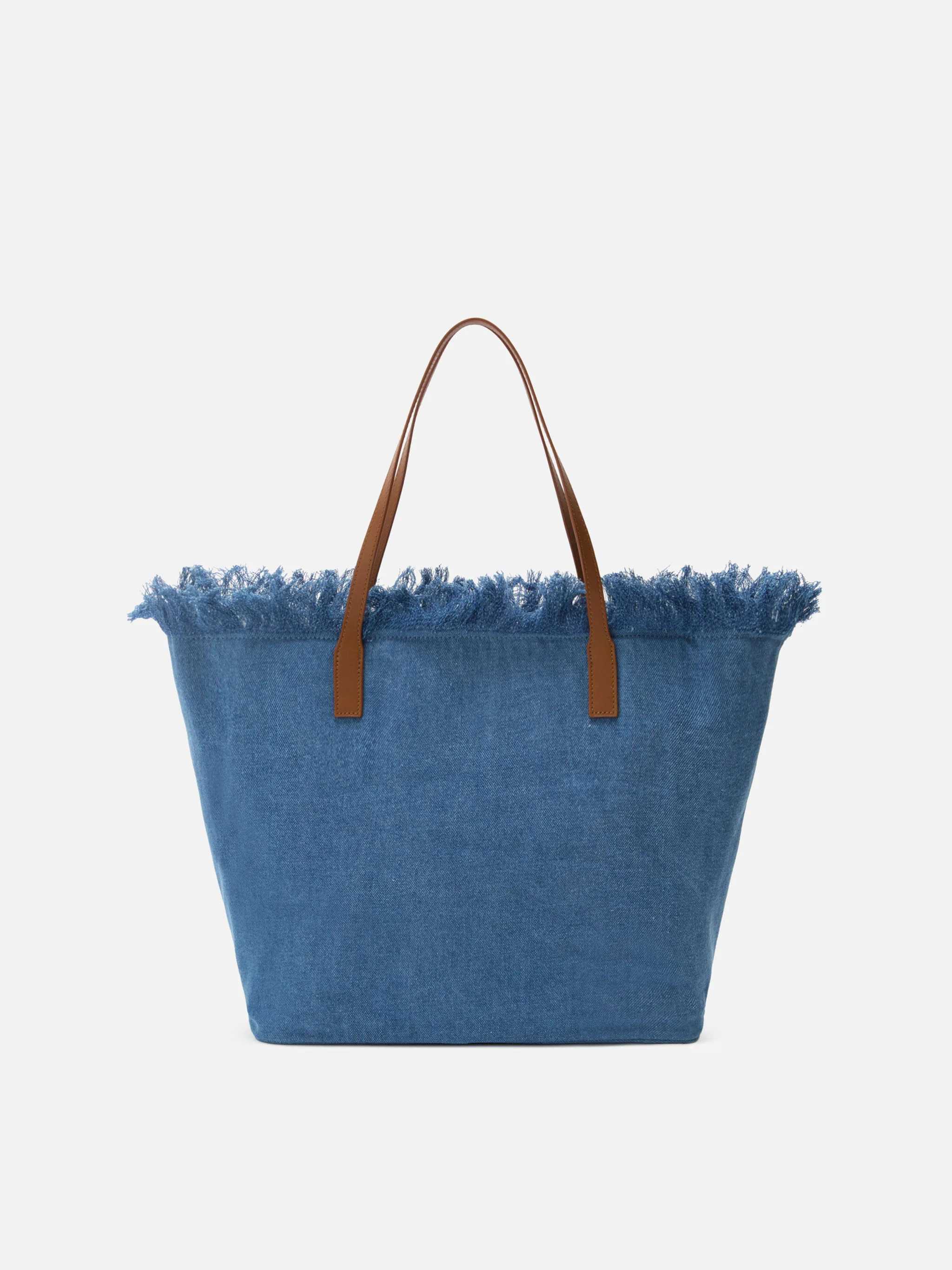 City regular bag in denim fabric with fringes - Image 3