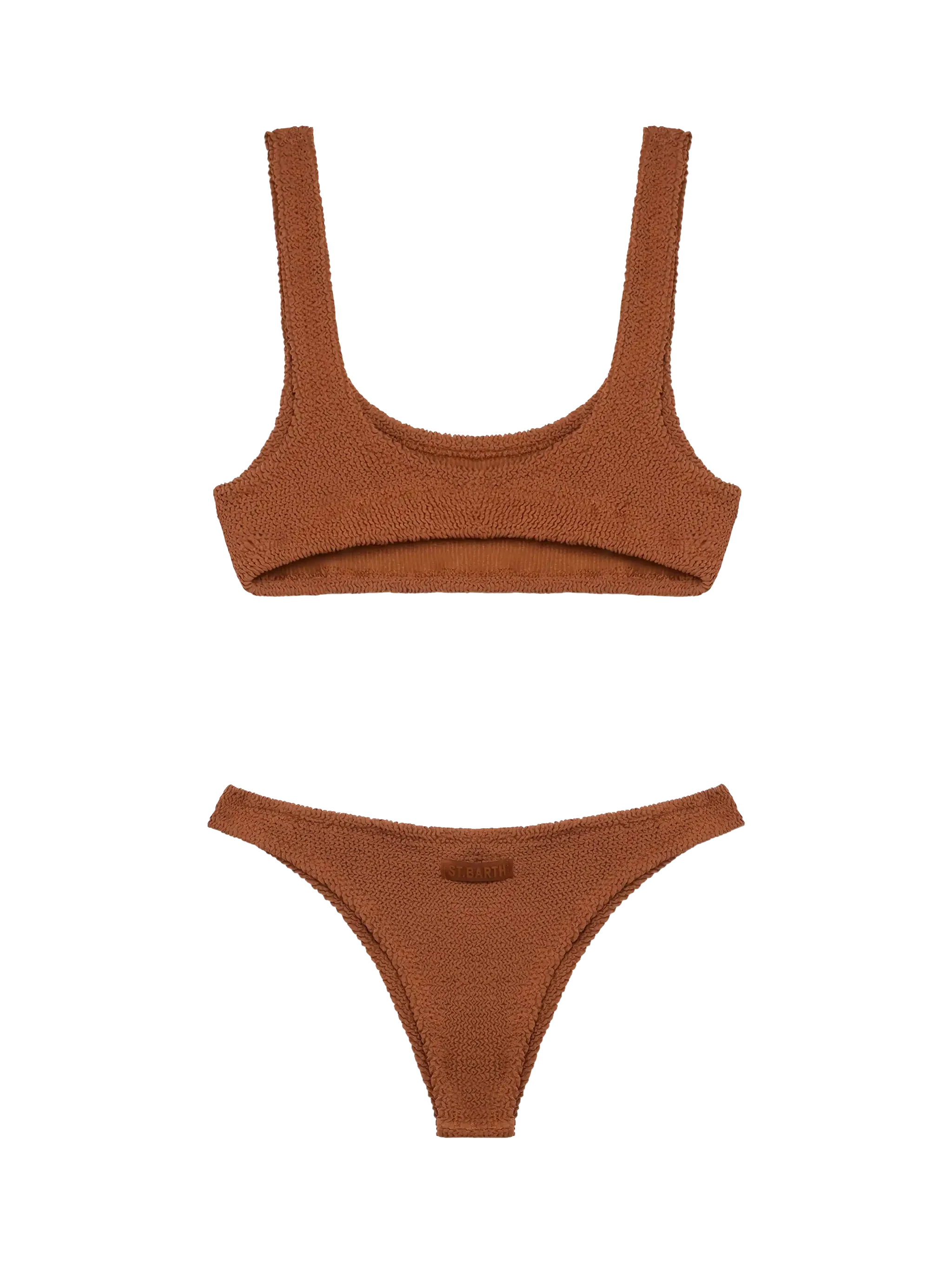 Classic crinkle bralette bikini Naima Naomi in camel brown - Image 3