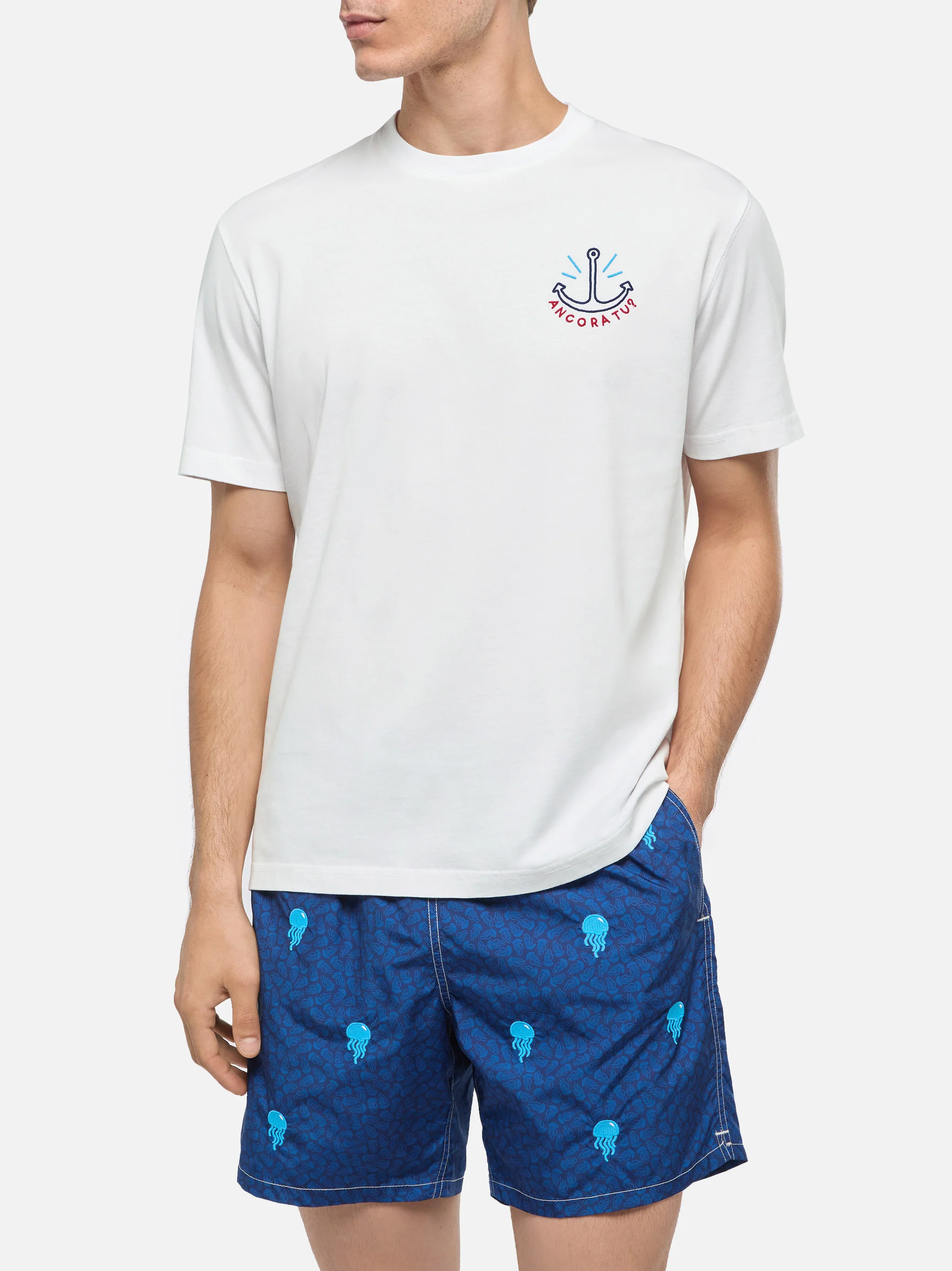 Classic fit cotton jersey t-shirt Portofino with Ancora tu embroidery | INSULTI LUMINOSI SPECIAL EDITION - Image 3