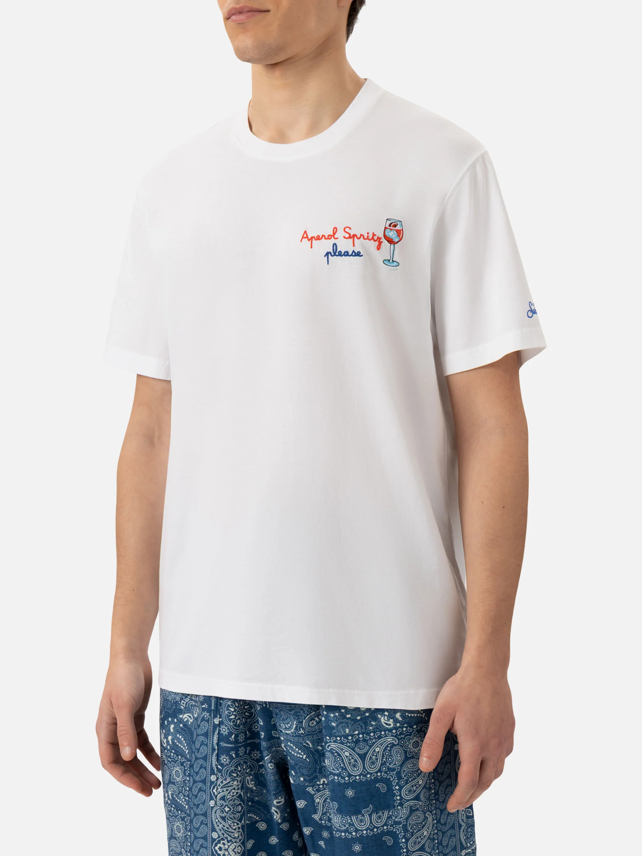 Classic fit cotton jersey t-shirt Portofino with Aperol Spritz, please embroidery | APEROL SPECIAL EDITION - Image 3