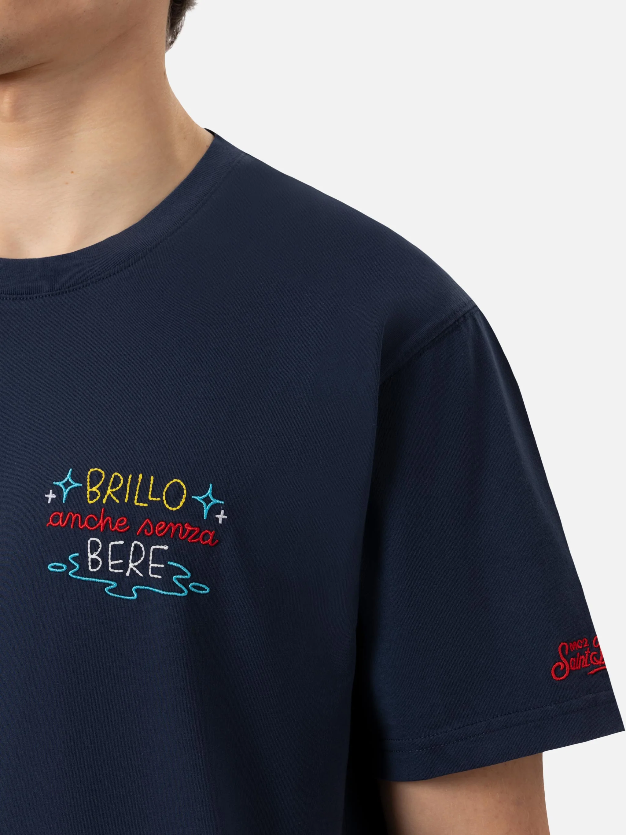 Classic fit cotton jersey t-shirt Portofino with Brillo senza bere embroidery | INSULTI LUMINOSI SPECIAL EDITION - Image 2
