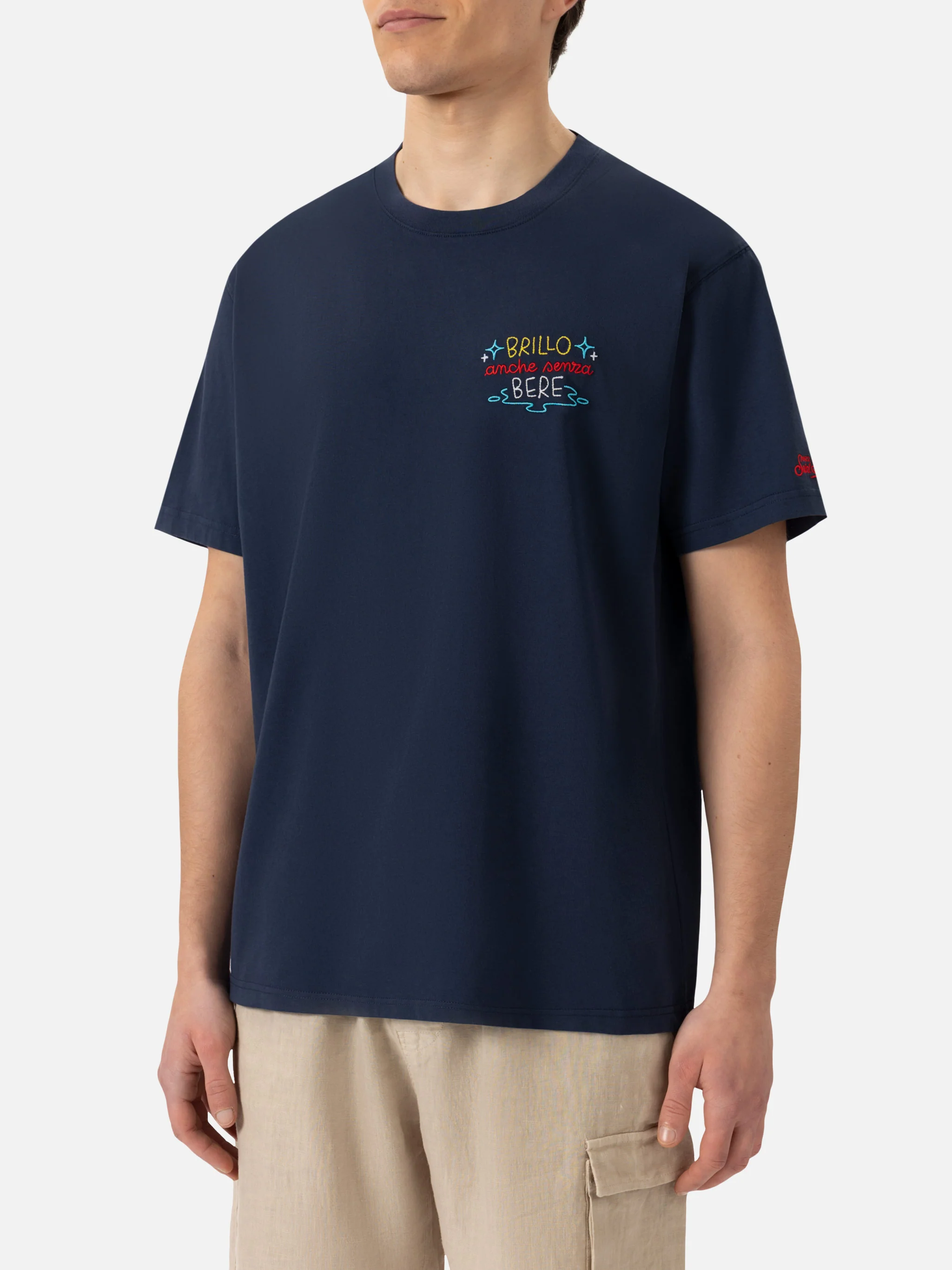 Classic fit cotton jersey t-shirt Portofino with Brillo senza bere embroidery | INSULTI LUMINOSI SPECIAL EDITION - Image 3