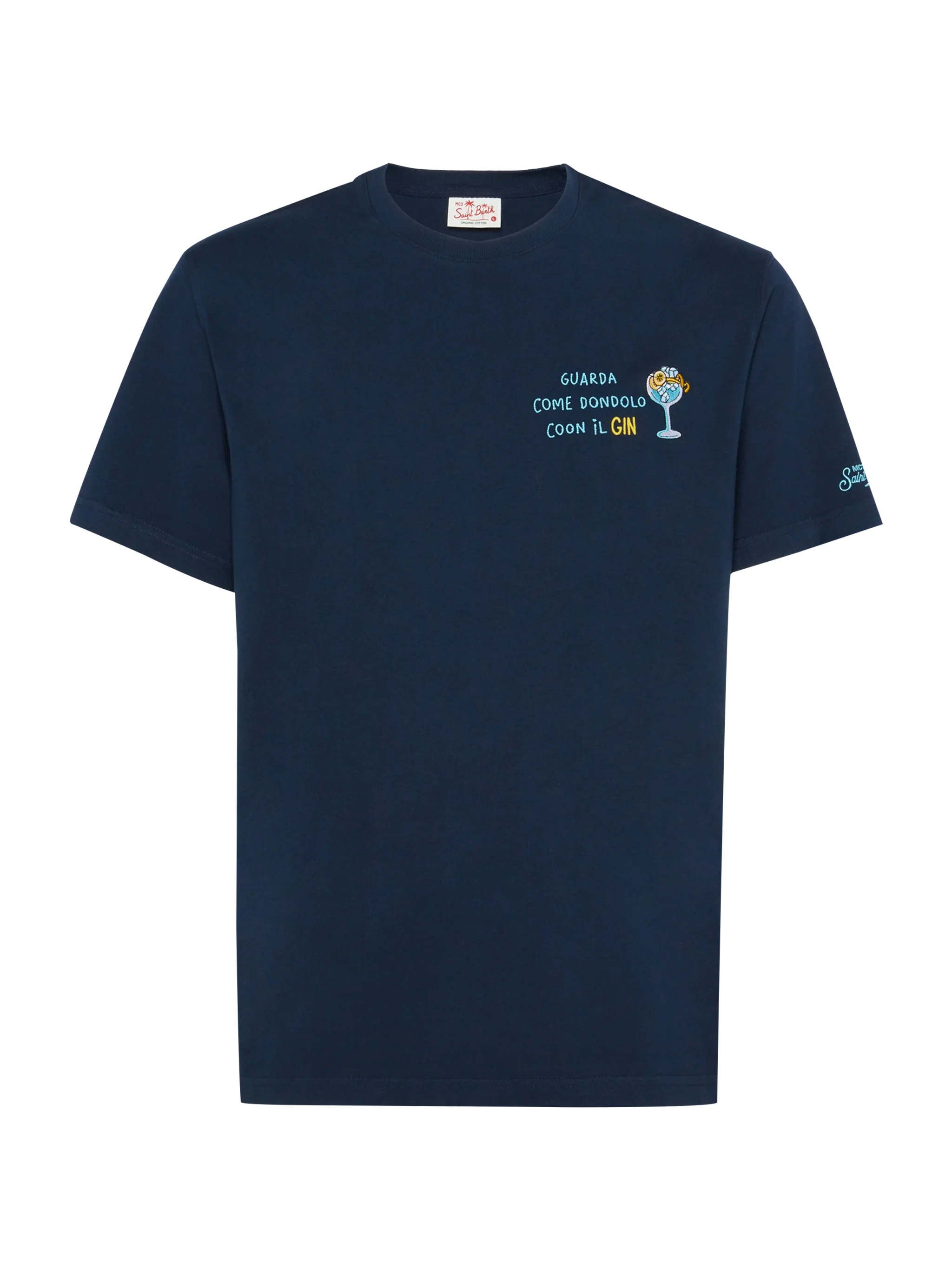 Classic fit cotton jersey t-shirt Portofino with Dondolo con il Gin embroidery