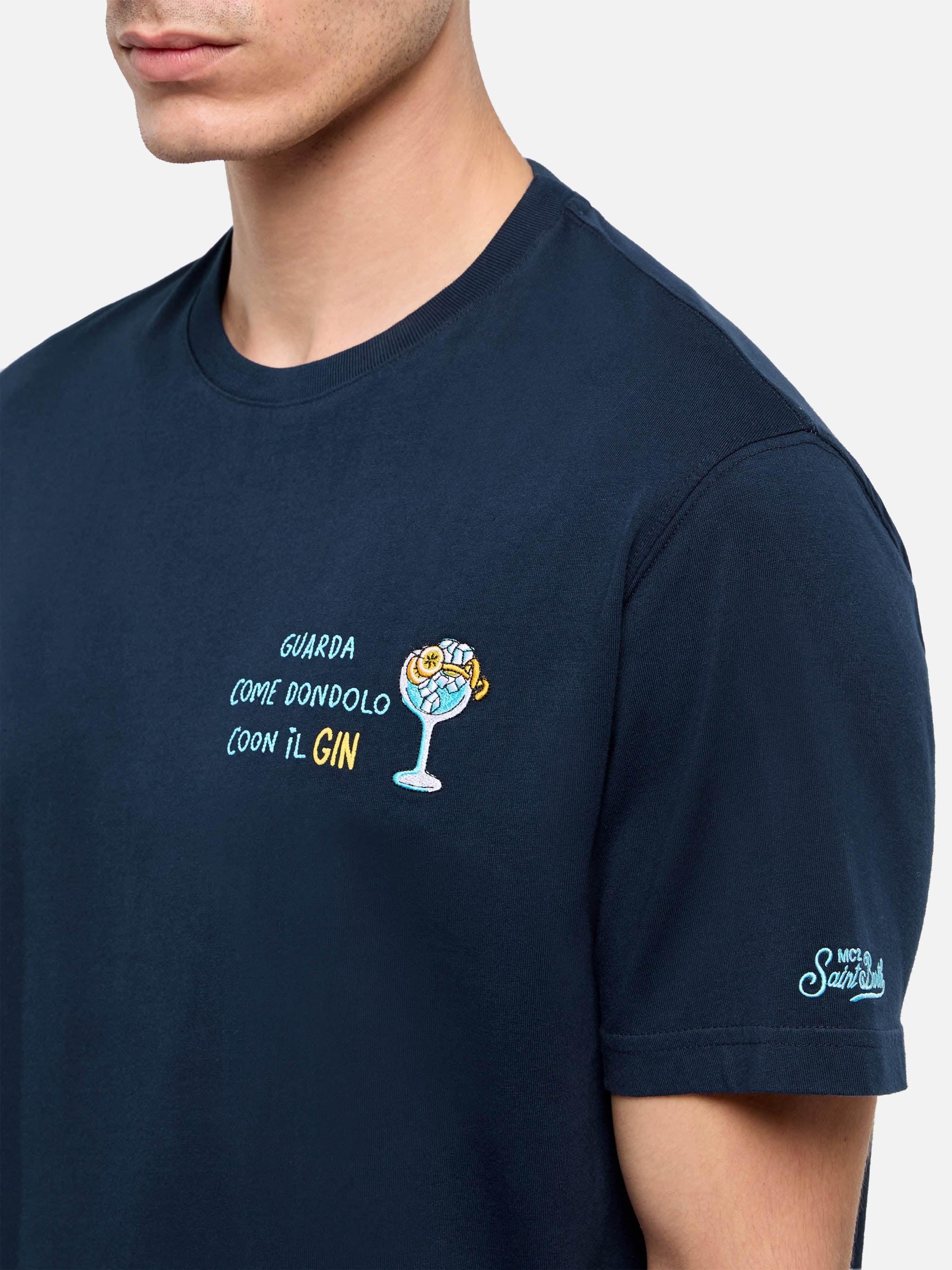 Classic fit cotton jersey t-shirt Portofino with Dondolo con il Gin embroidery - Image 2