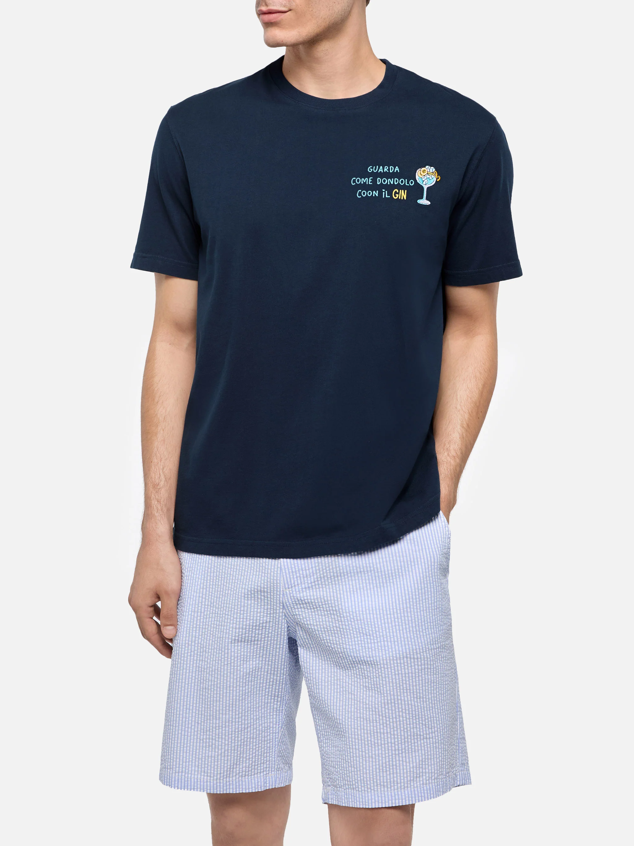 Classic fit cotton jersey t-shirt Portofino with Dondolo con il Gin embroidery - Image 3