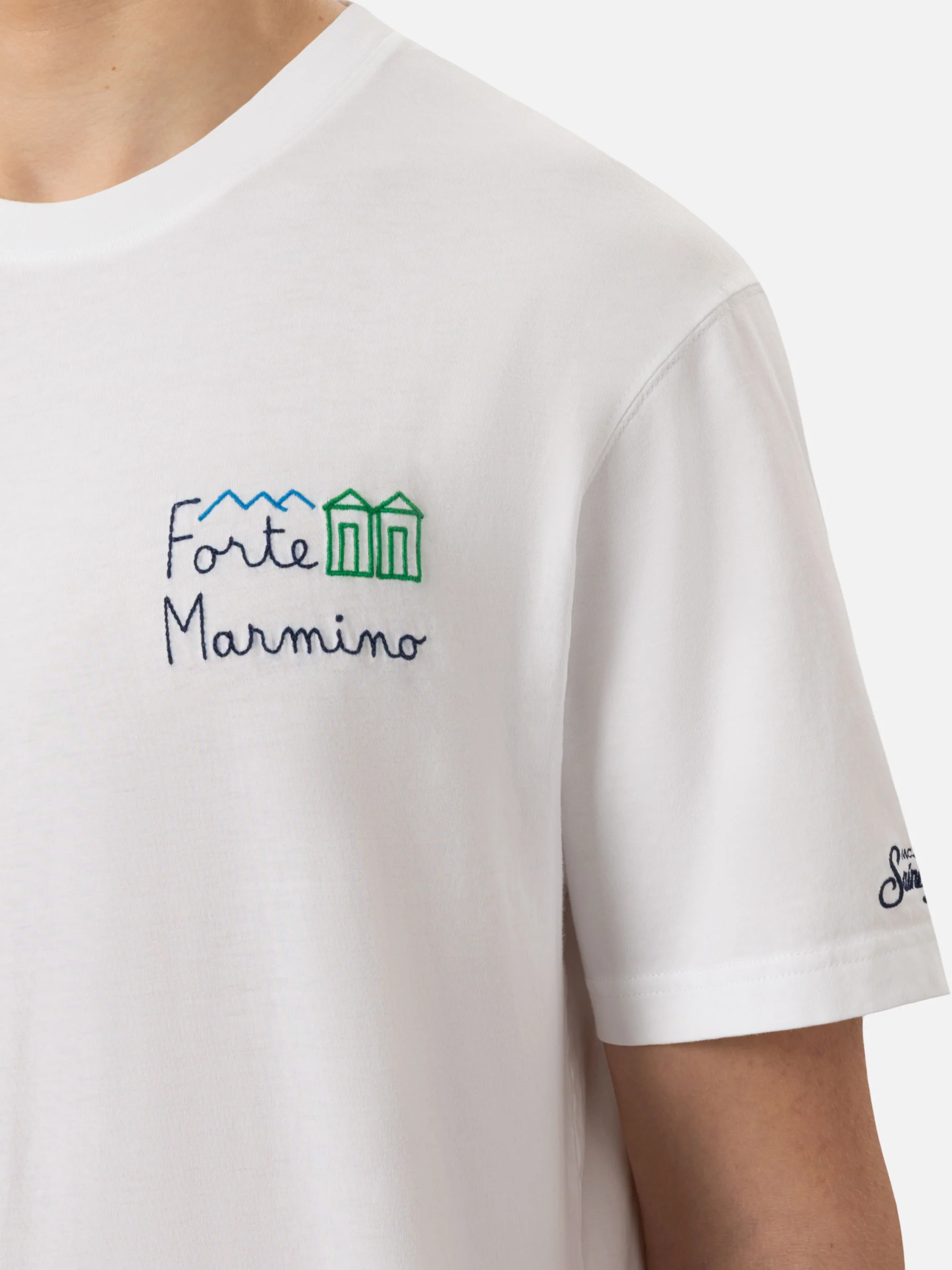 Classic fit cotton jersey t-shirt Portofino with Forte Marmino embroidery - Image 2