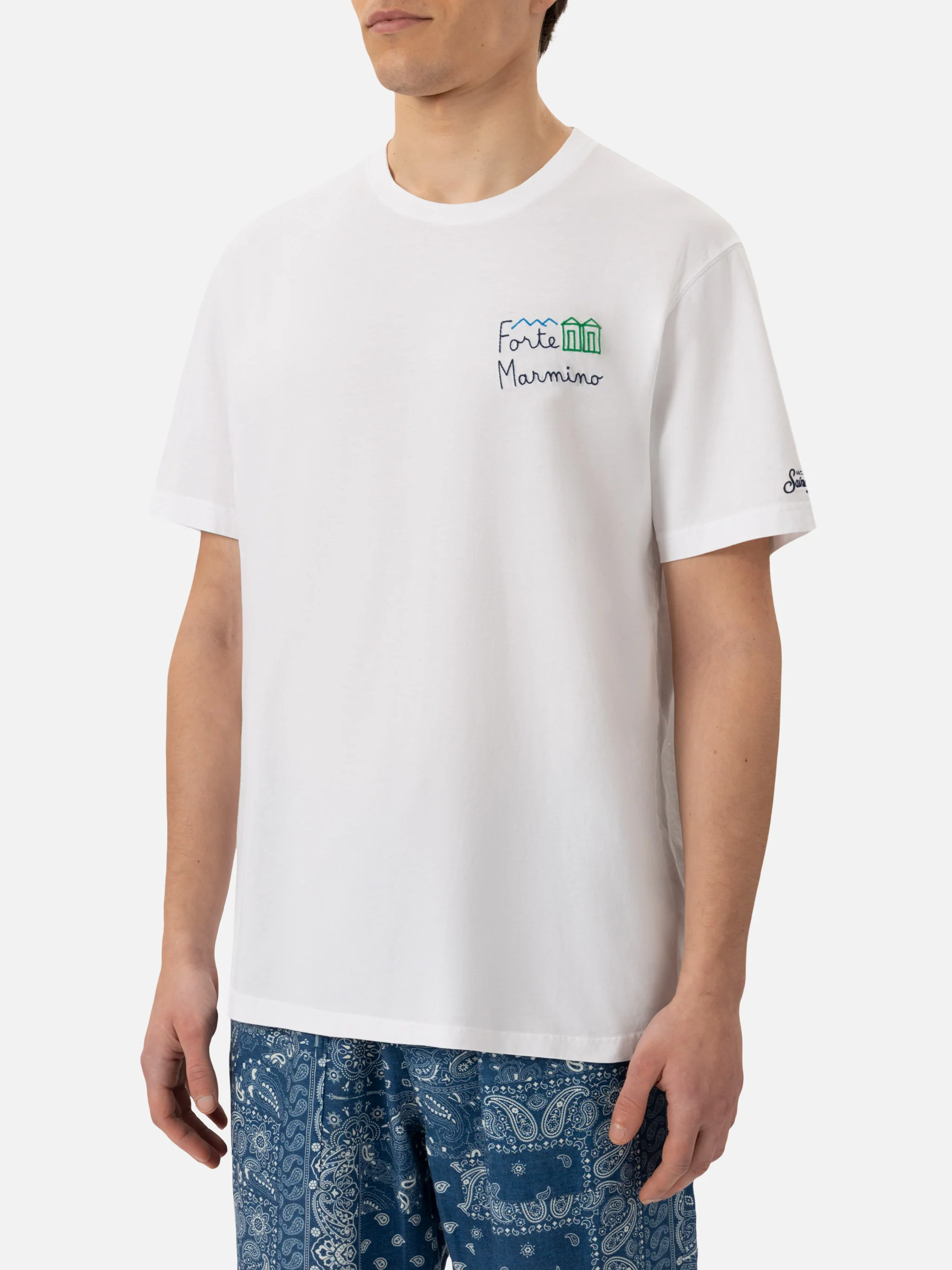 Classic fit cotton jersey t-shirt Portofino with Forte Marmino embroidery - Image 3