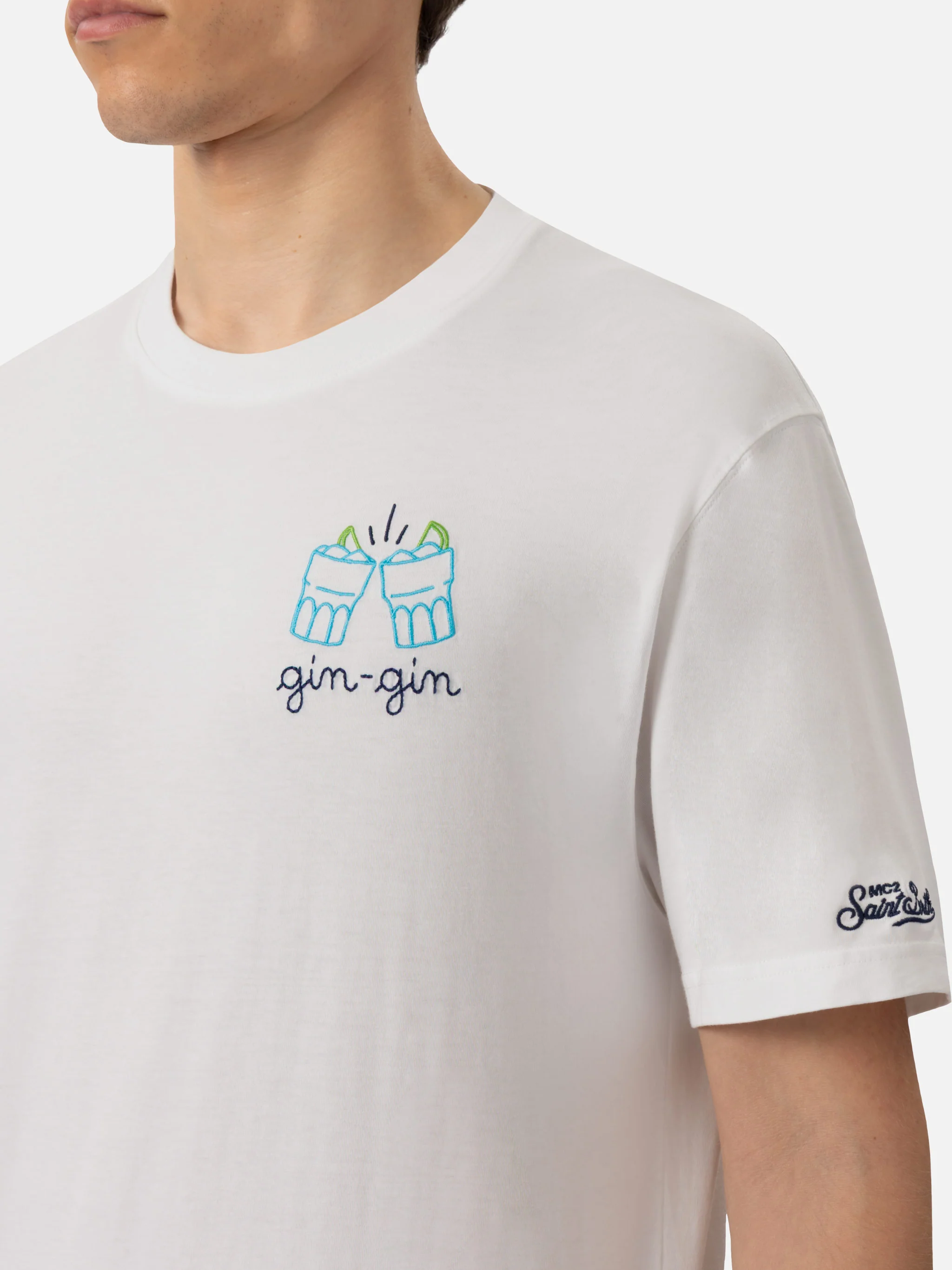Classic fit cotton jersey t-shirt Portofino with Gin Gin embroidery | INSULTI LUMINOSI SPECIAL EDITION - Image 2