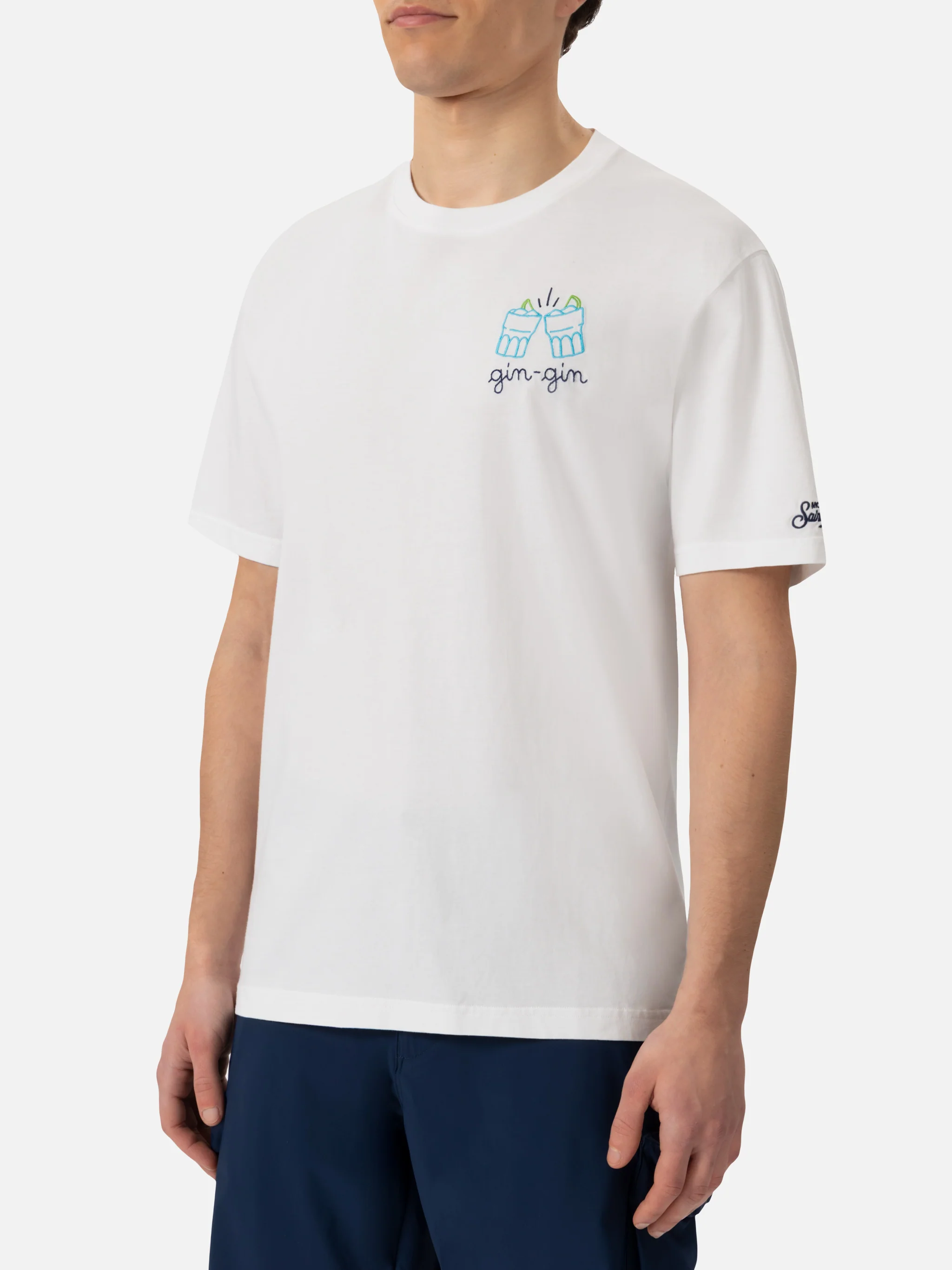 Classic fit cotton jersey t-shirt Portofino with Gin Gin embroidery | INSULTI LUMINOSI SPECIAL EDITION - Image 3