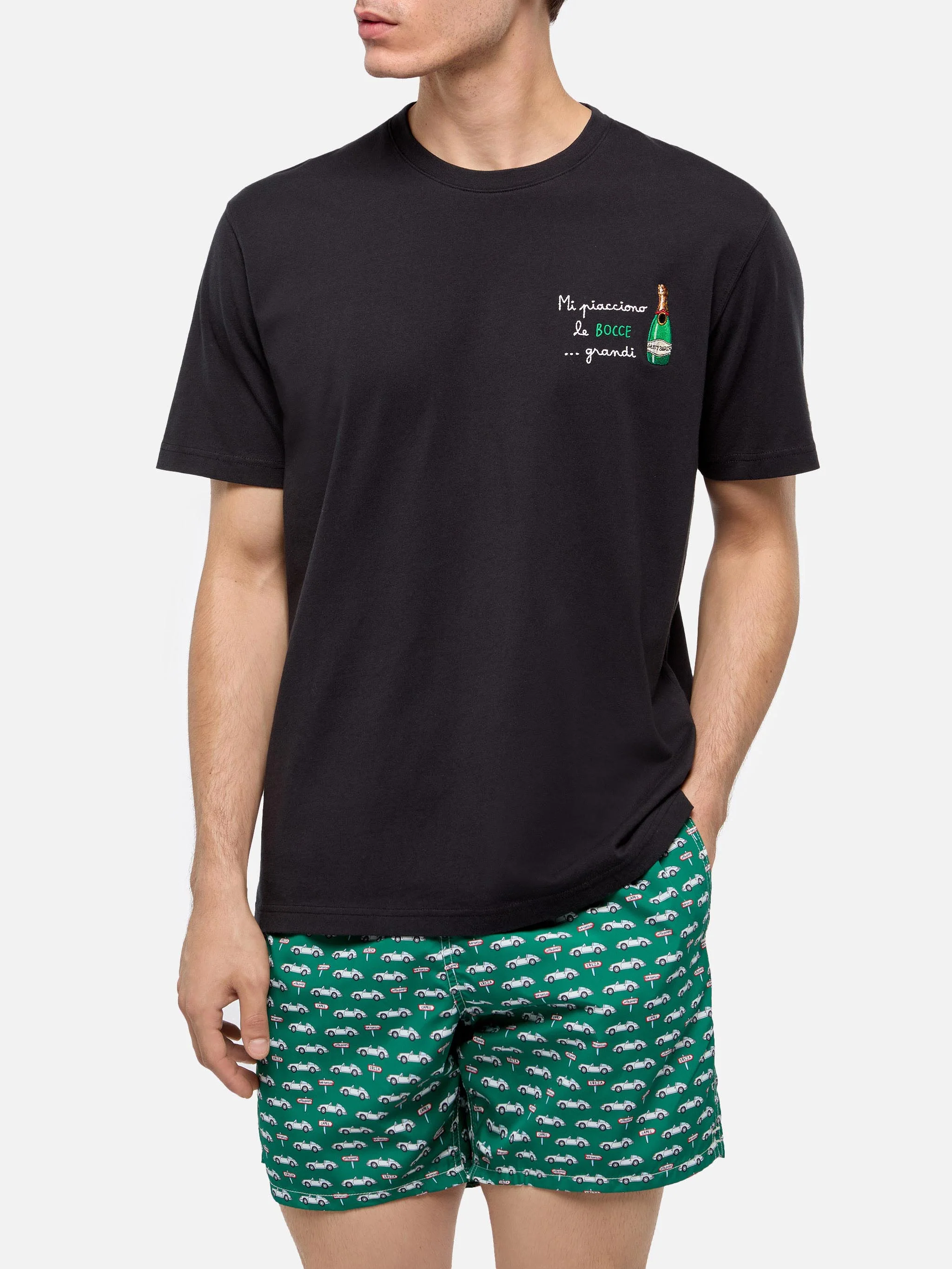 Classic fit cotton jersey t-shirt Portofino with Mi piacciono le… embroidery - Image 3