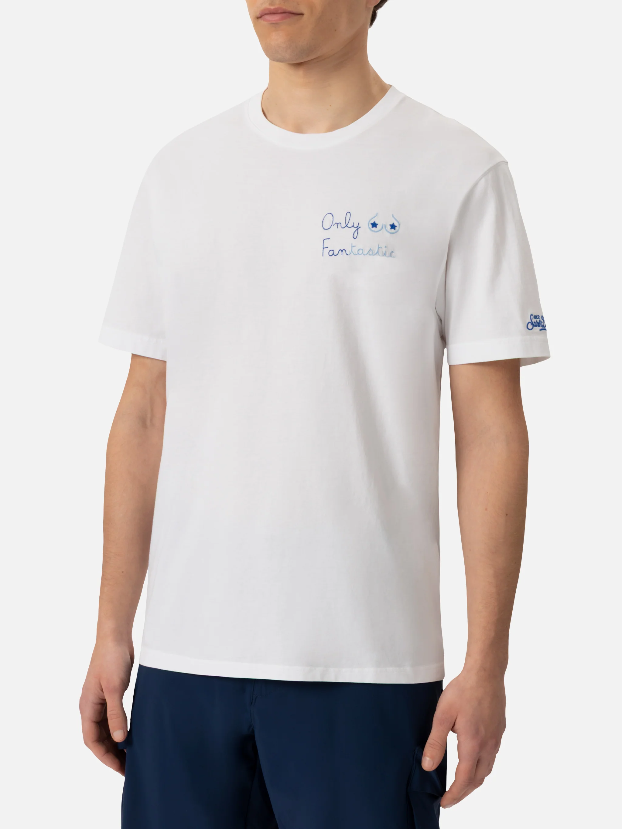 Classic fit cotton jersey t-shirt Portofino with Only Fantastic embroidery - Image 3