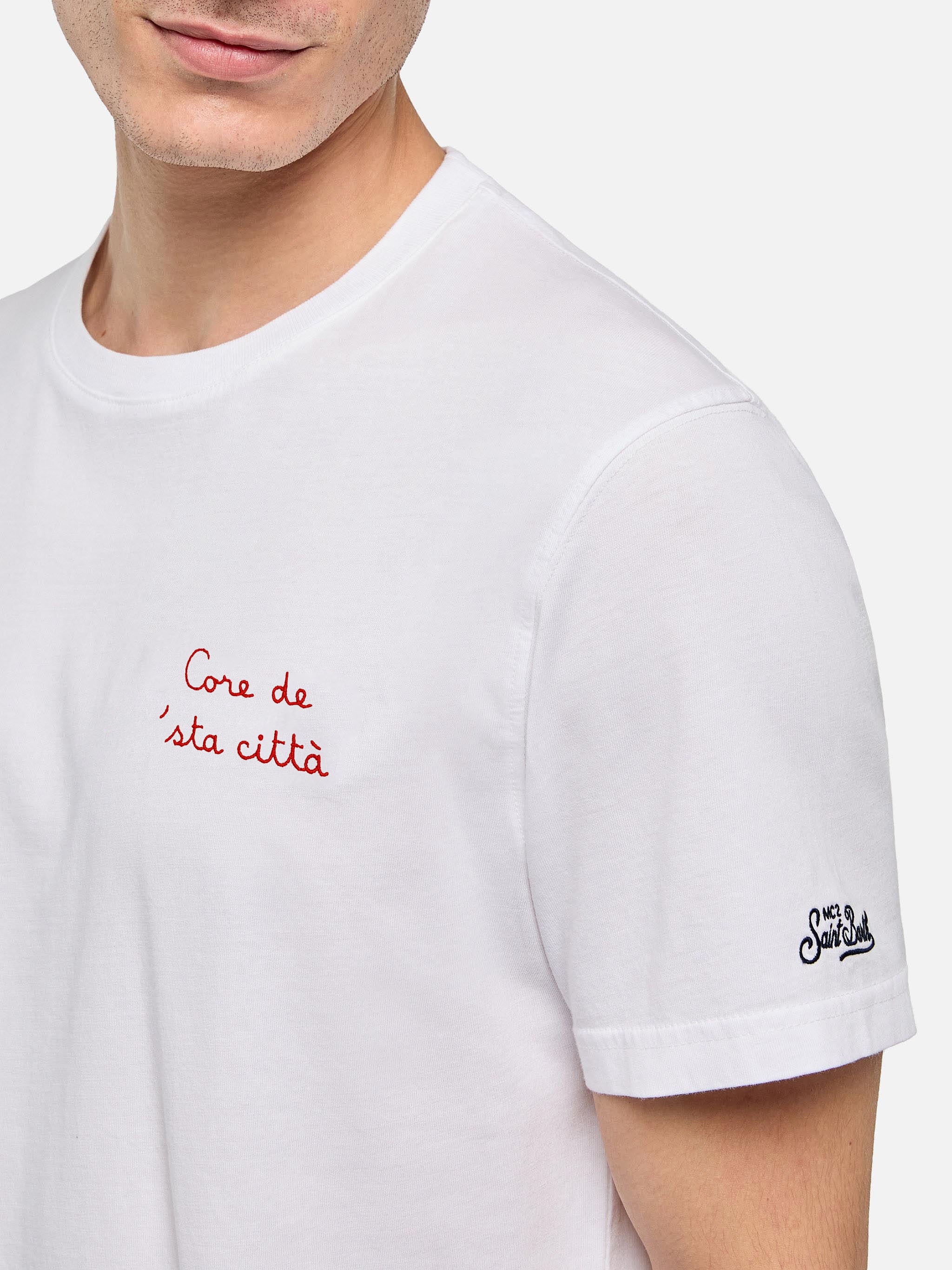 Classic fit cotton jersey t-shirt Portofino with Core de 'sta città embroidery | AS ROMA SPECIAL EDITION - Image 3