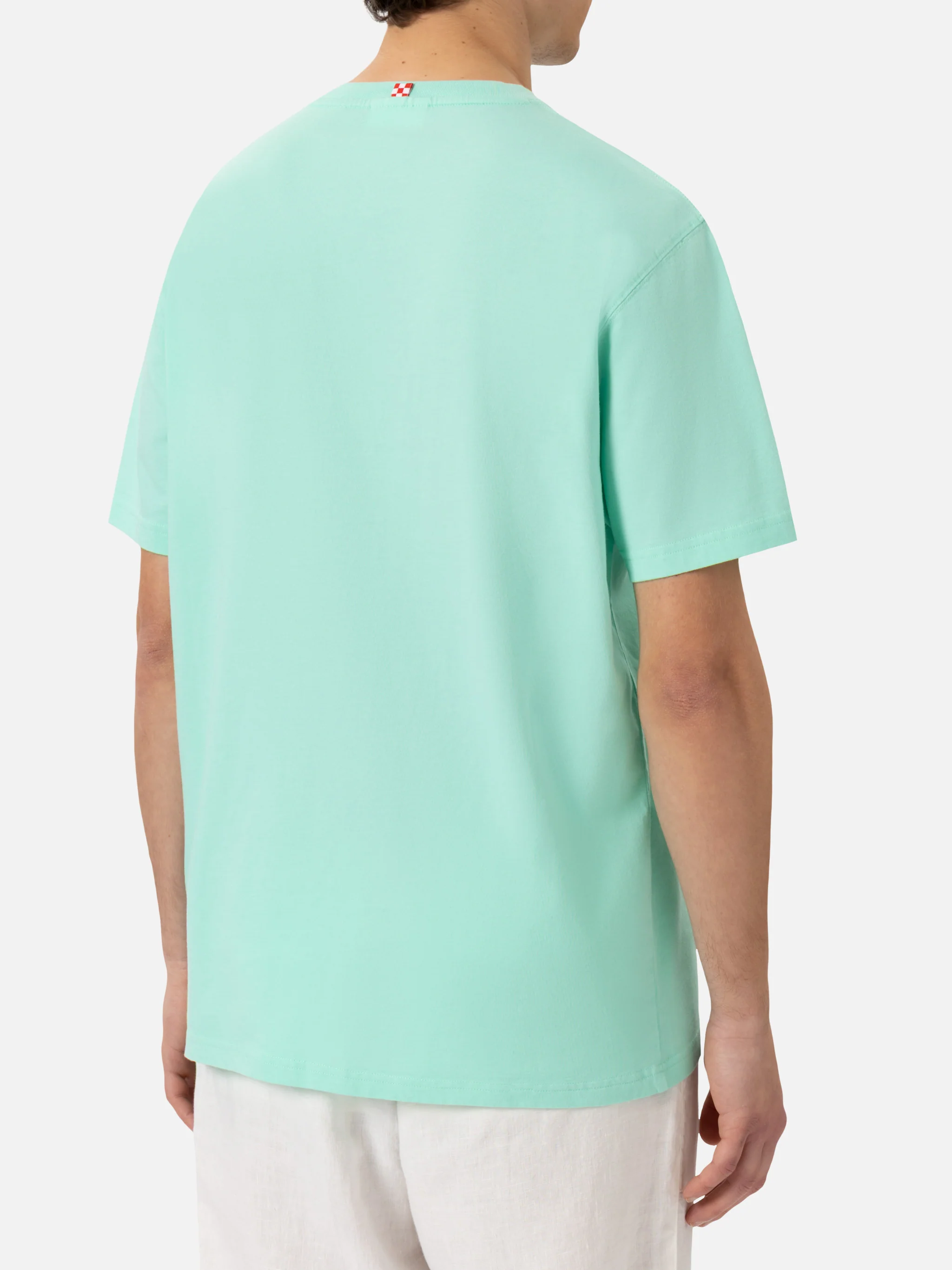 Classic fit cotton jersey t-shirt Portofino with Sabato Divino Domenica Divano embroidery - Image 4