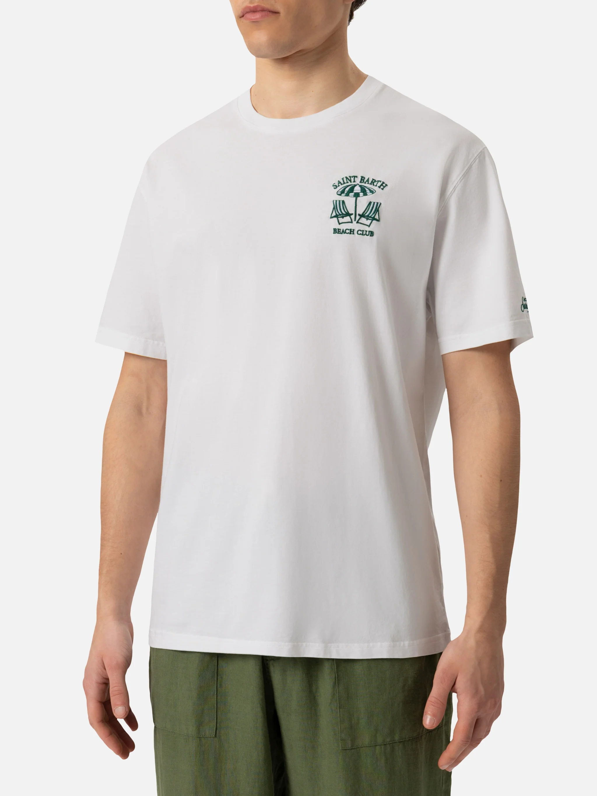 Classic fit cotton jersey t-shirt Portofino with Saint Barth beach club embroidery - Image 3