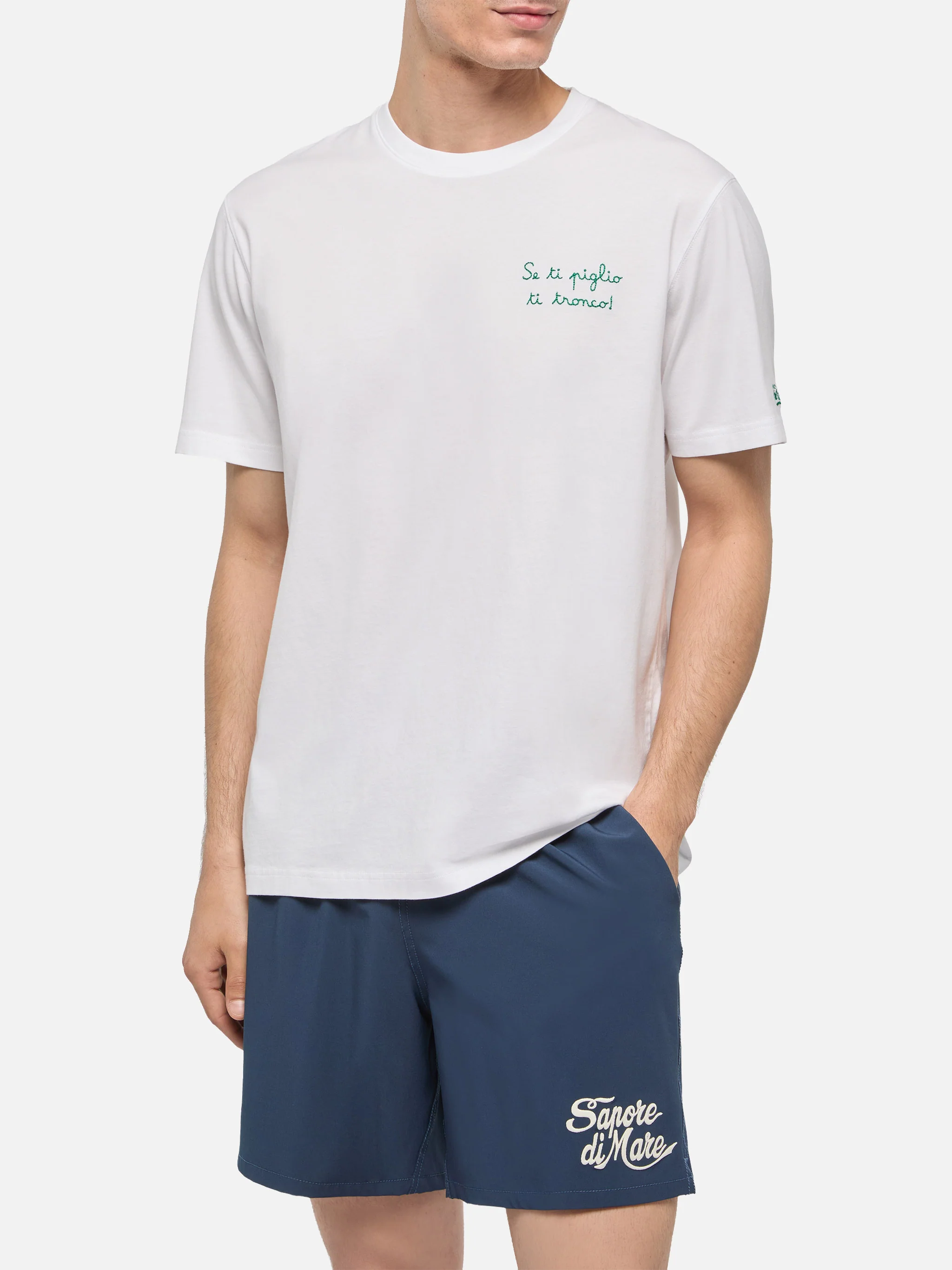 Classic fit cotton jersey t-shirt Portofino with Se ti piglio ti tronco! embroidery |SAPORE DI MARE SPECIAL EDITION - Image 3