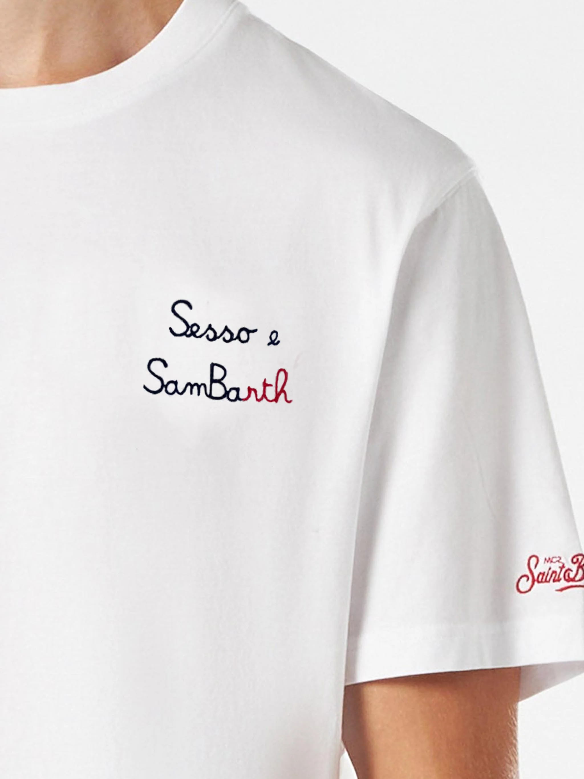 Classic fit cotton jersey t-shirt Portofino with Sesso e Sambarth embroidery - Image 2