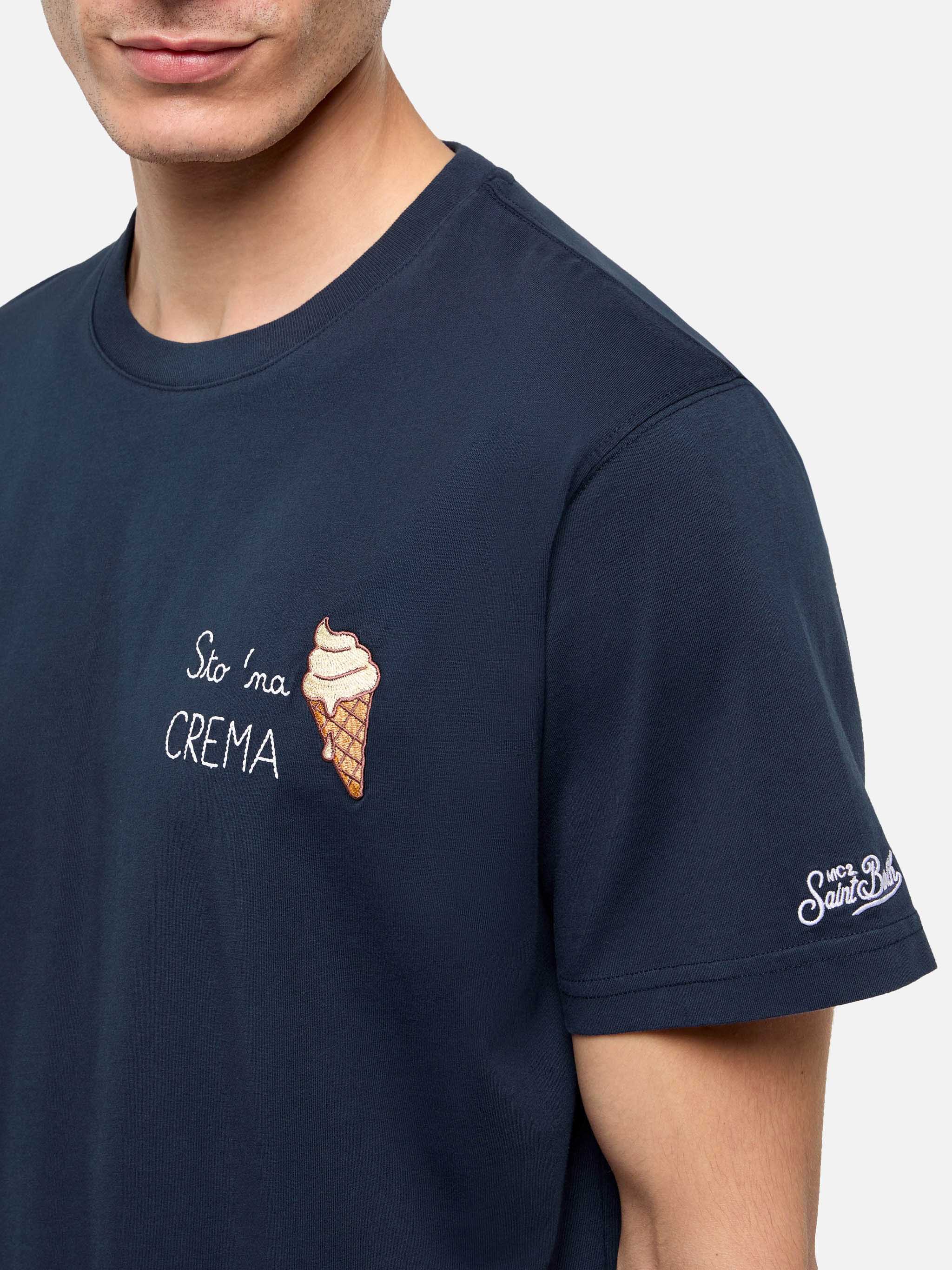 Classic fit cotton jersey t-shirt Portofino with Sto na crema embroidery - Image 2