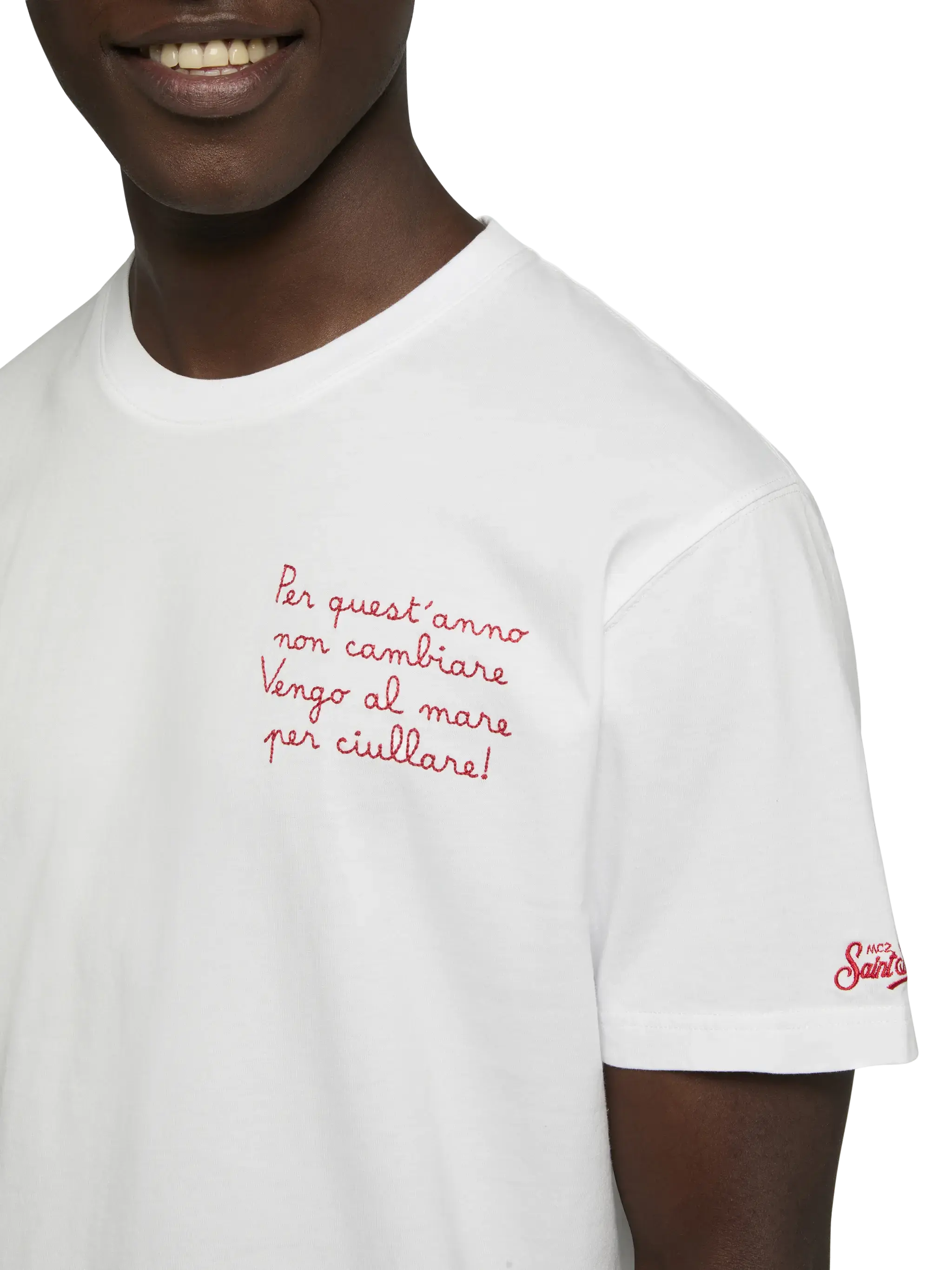 Classic fit cotton jersey t-shirt Portofino with Vengo al mare embroidery |SAPORE DI MARE SPECIAL EDITION - Image 2