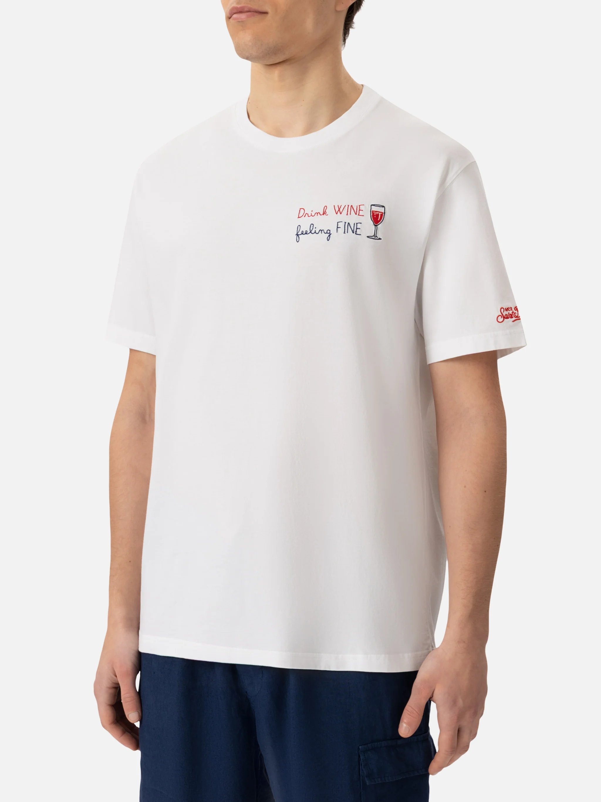 Portofino t-shirt with Drink Wine feeling Fine embroidery - Image 3
