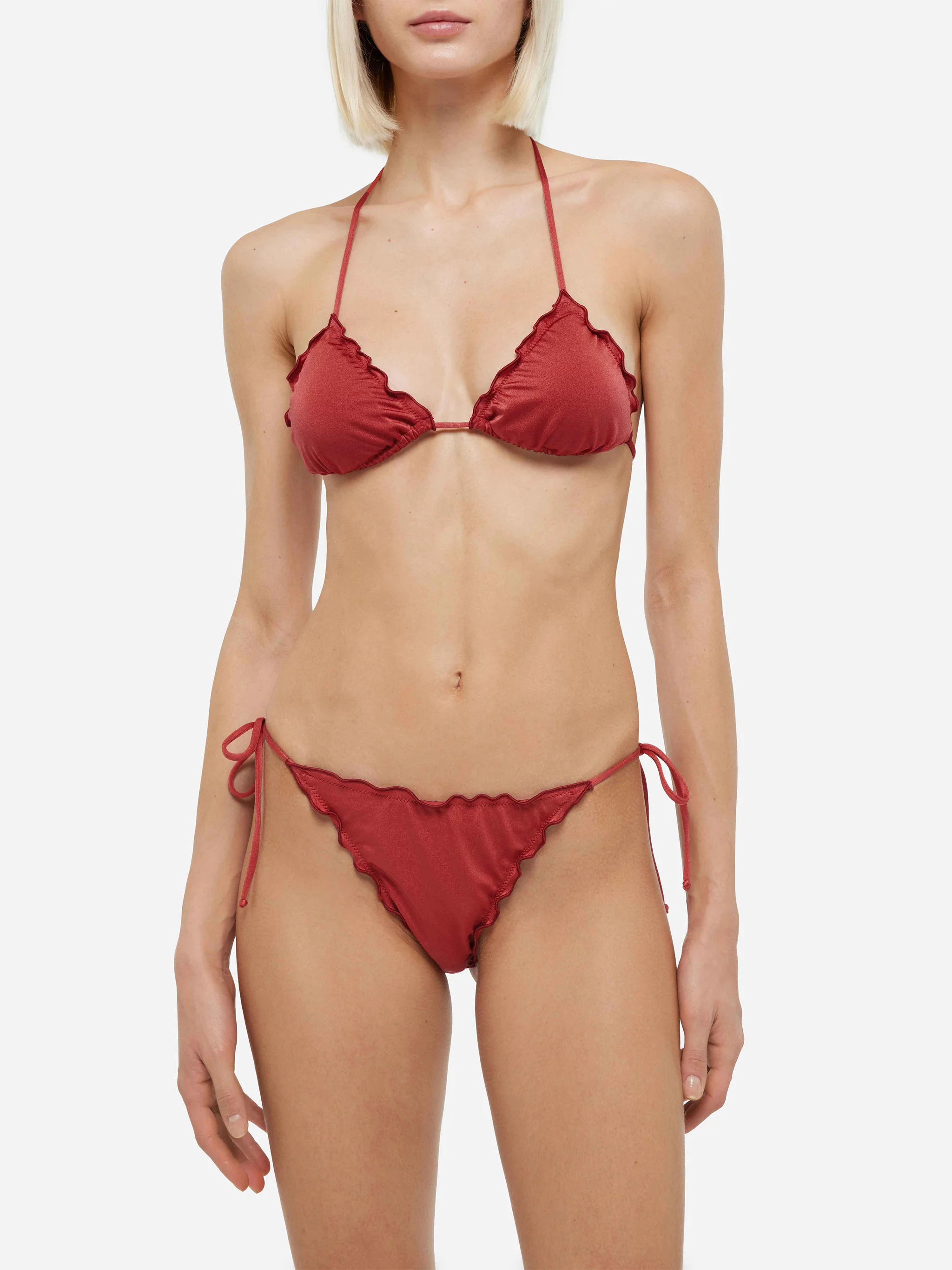 Classic triangle bikini Sagittarius Miami in shimmer brick red - Image 2