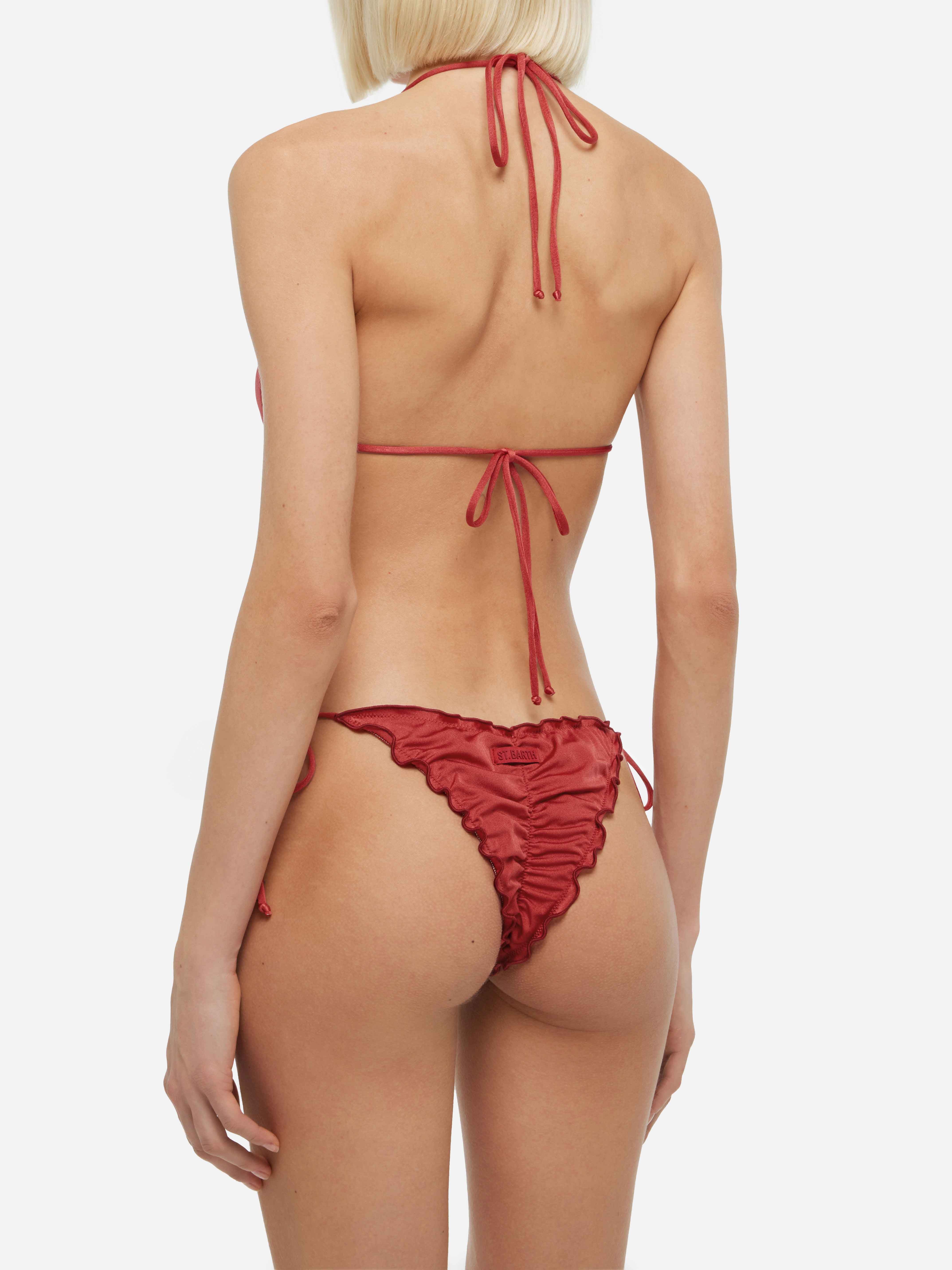 Classic triangle bikini Sagittarius Miami in shimmer brick red - Image 4