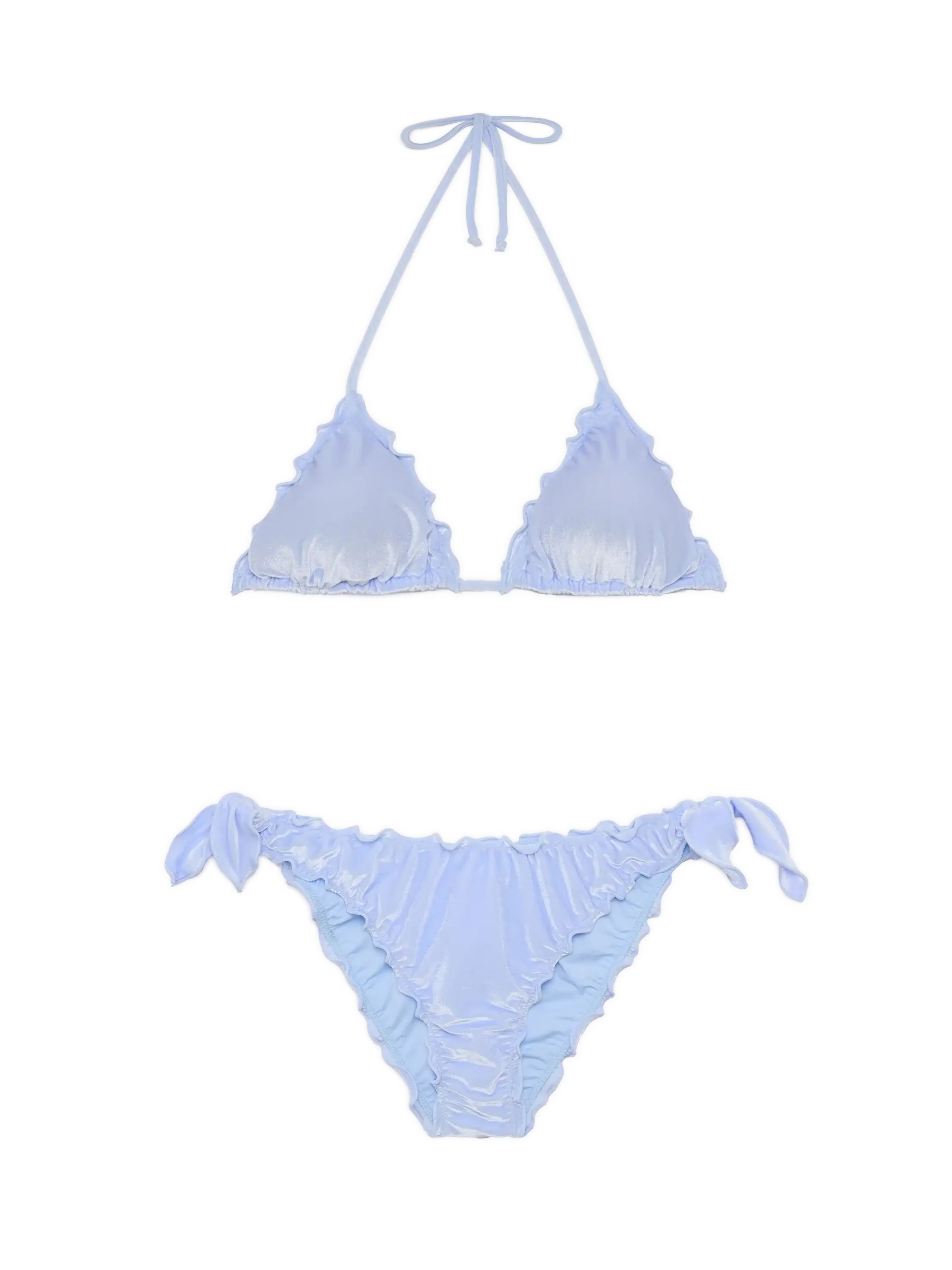 Classic triangle bikini Sagittarius Moon in light blue velvet