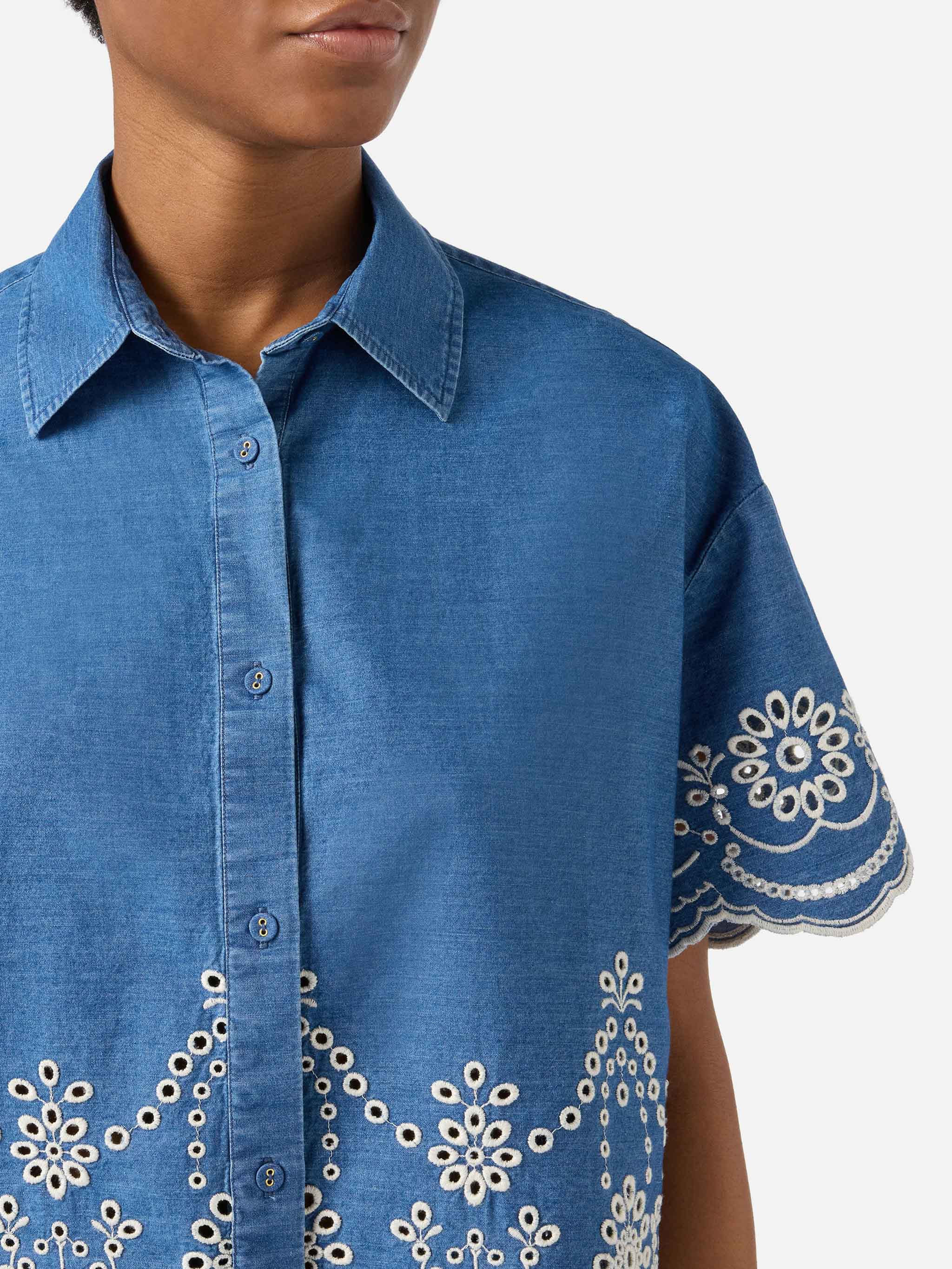 Clementine chambray shirt with floral embroidery - Image 2