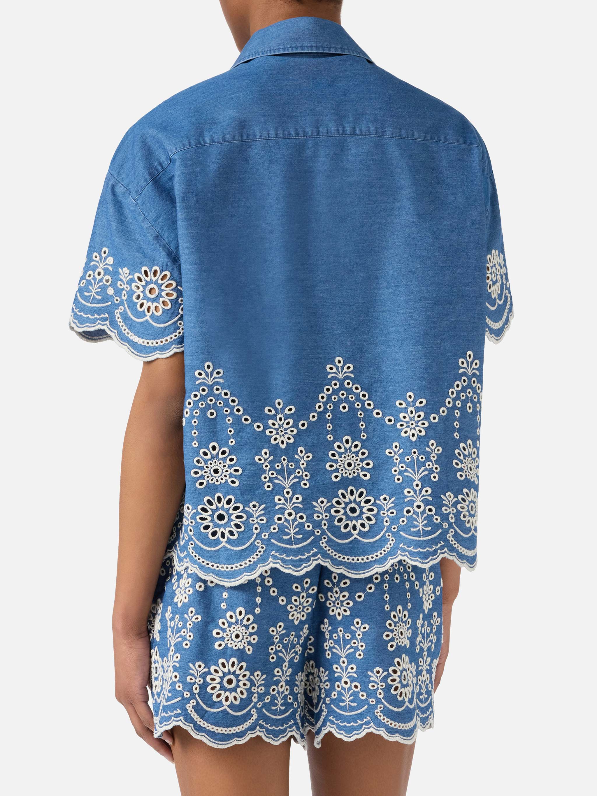 Clementine chambray shirt with floral embroidery - Image 3