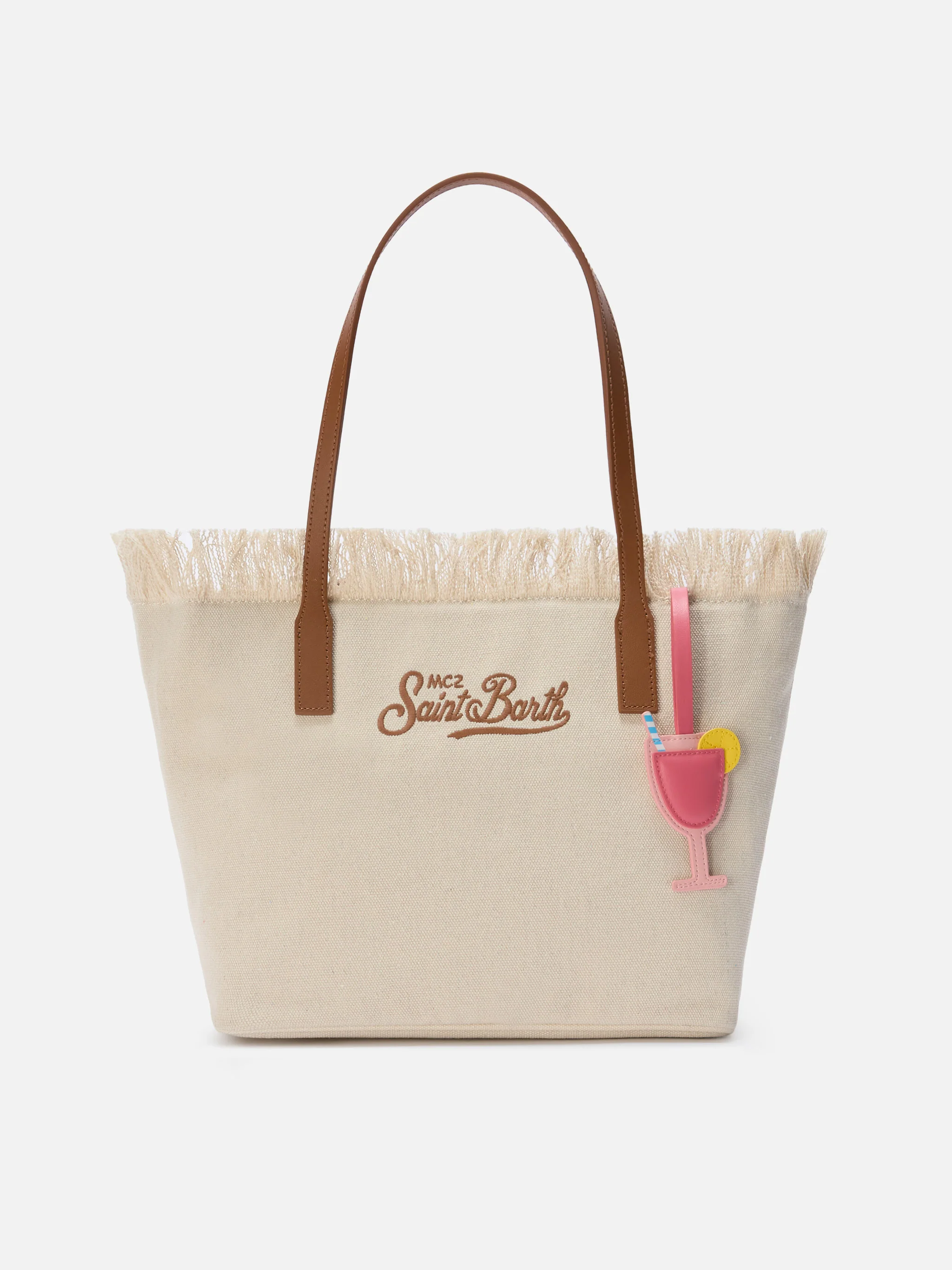 Cocktail-shaped smooth leather bag charm with logo tag - Image 2