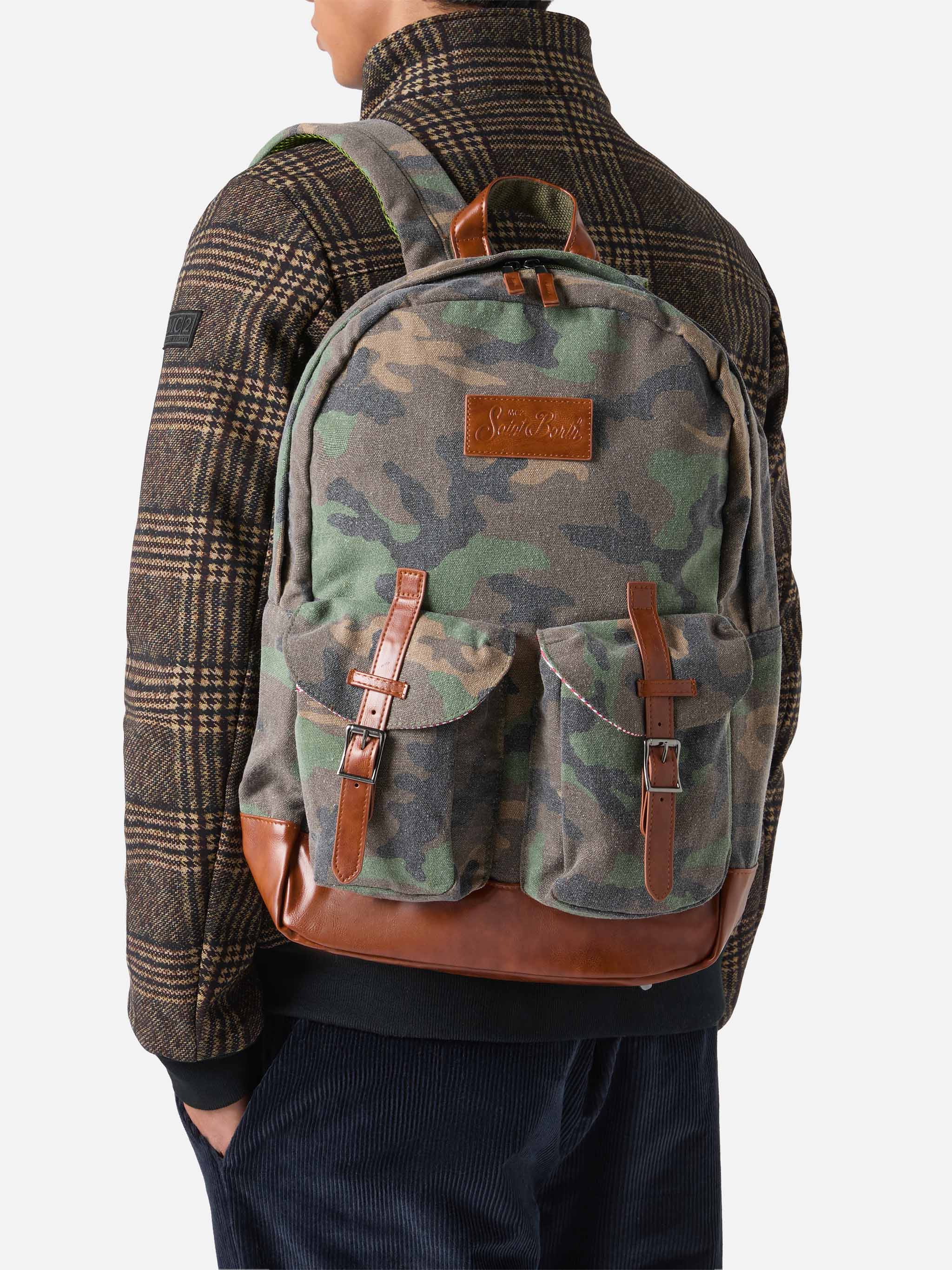Cody canvas backpack with camouflage print - Image 2