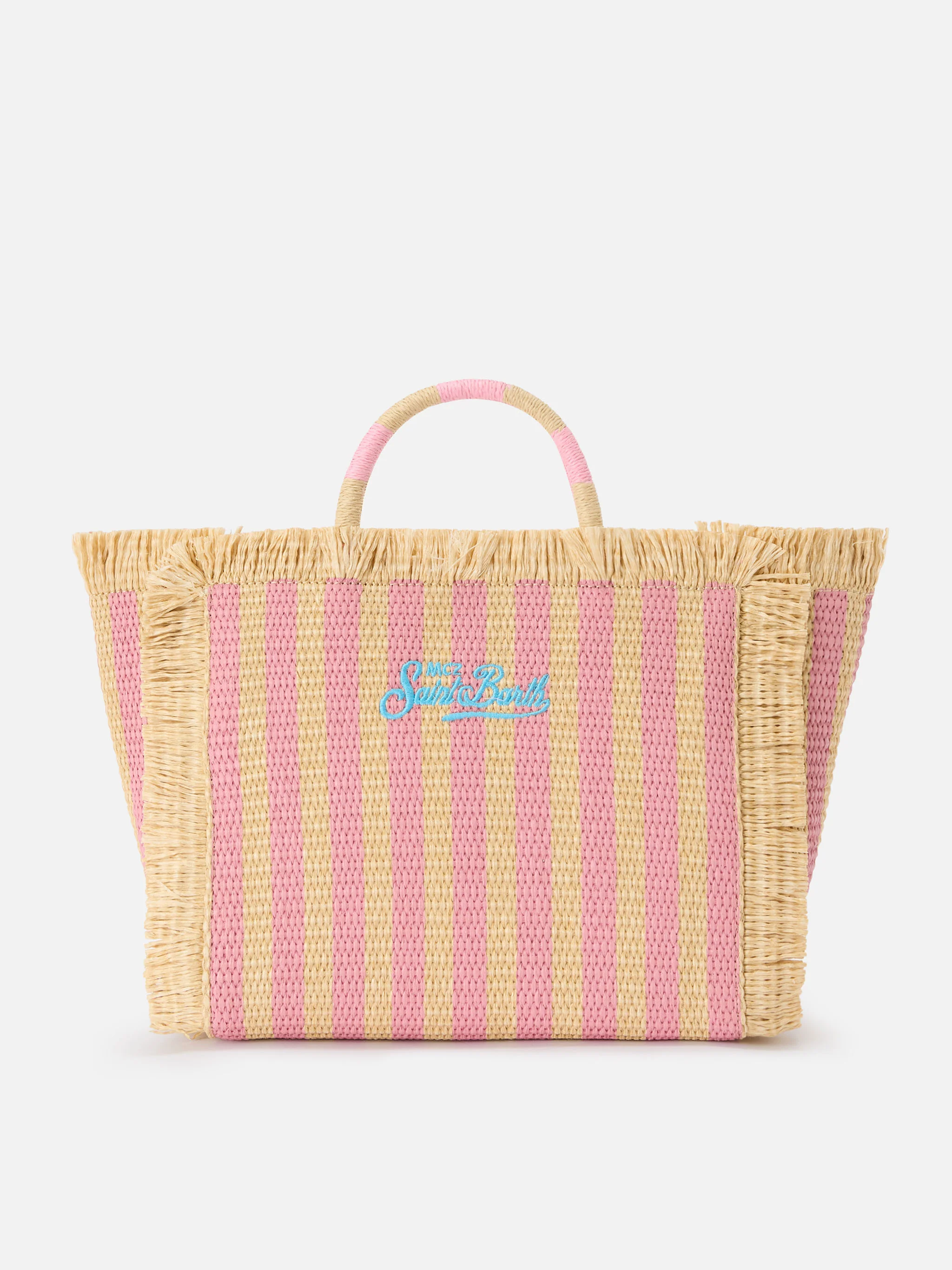Colette bag in striped straw effect fabric with embroidered logo - Image 4